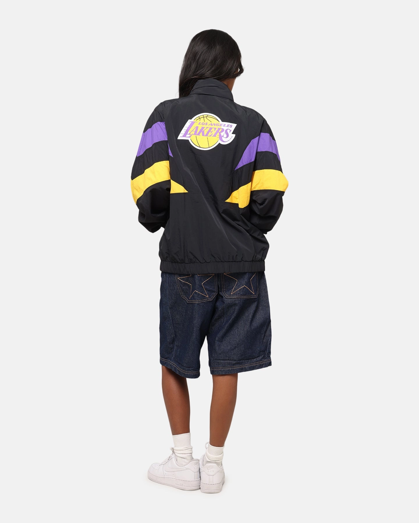Bestow Mitchell & Ness Los Angeles Lakers Spray Jacket Black/Purple/Yellow