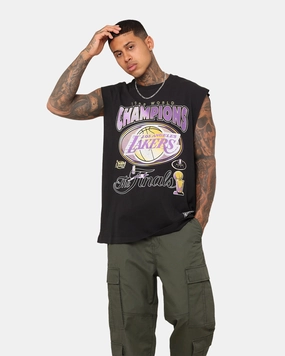 Cozy Vibe Anti Bacterial Treatment Mitchell & Ness Los Angeles Lakers Vintage Muscle T-Shirt Faded Black