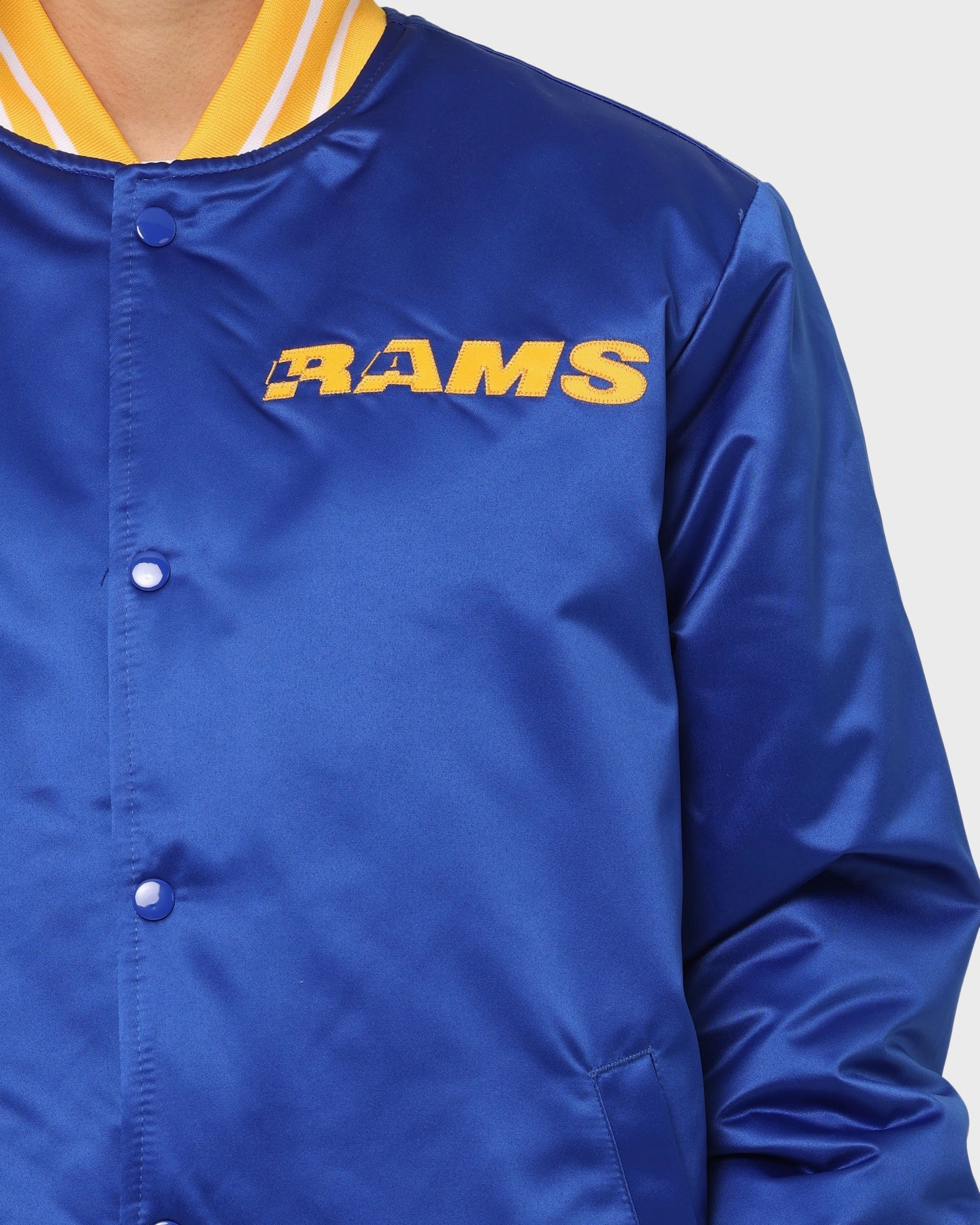 Mitchell & Ness Los Angeles Rams Heavyweight Satin Jacket Royal Headband