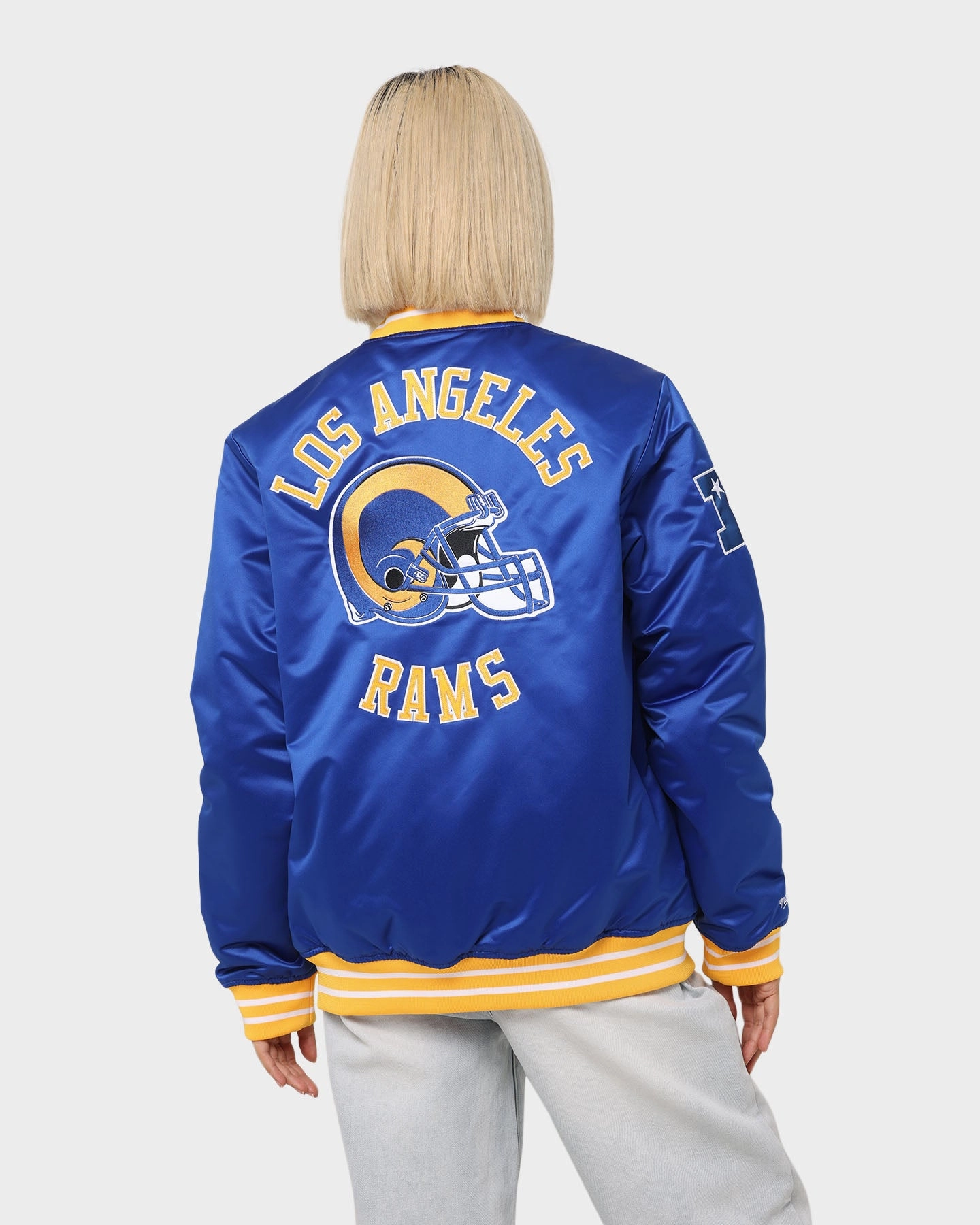 Mitchell & Ness Los Angeles Rams Heavyweight Satin Jacket Royal Dry clean only