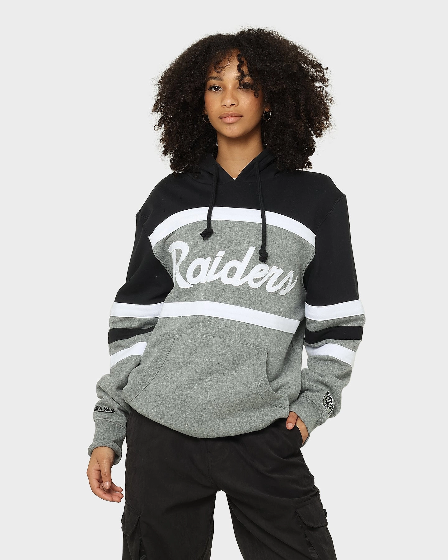 Mitchell & Ness Men's Raiders Head Coach Hoodie Black/Grey young people