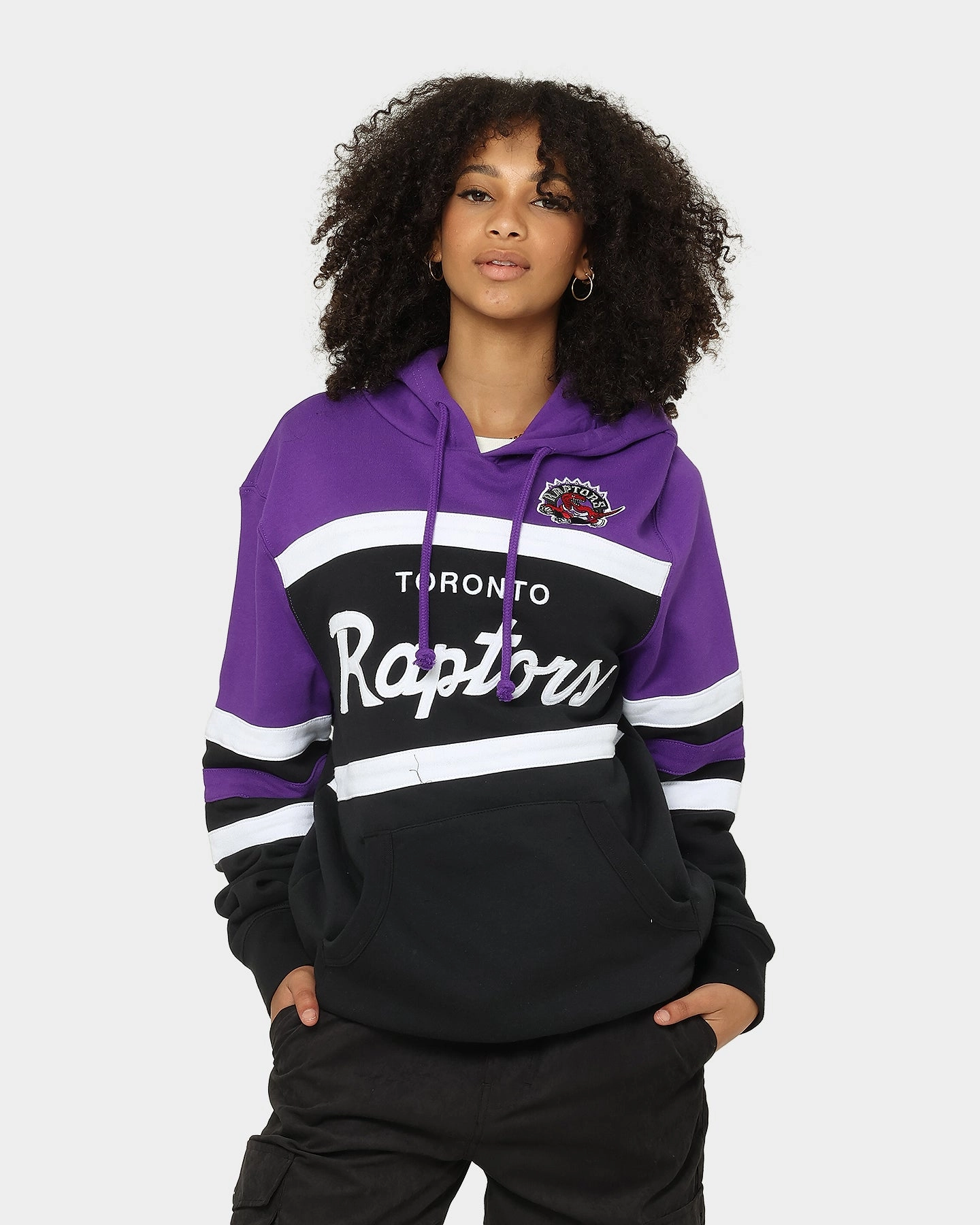 Anti Static Material Mitchell & Ness Men's Toronto Raptors Head Coach Hoodie Black/Purple