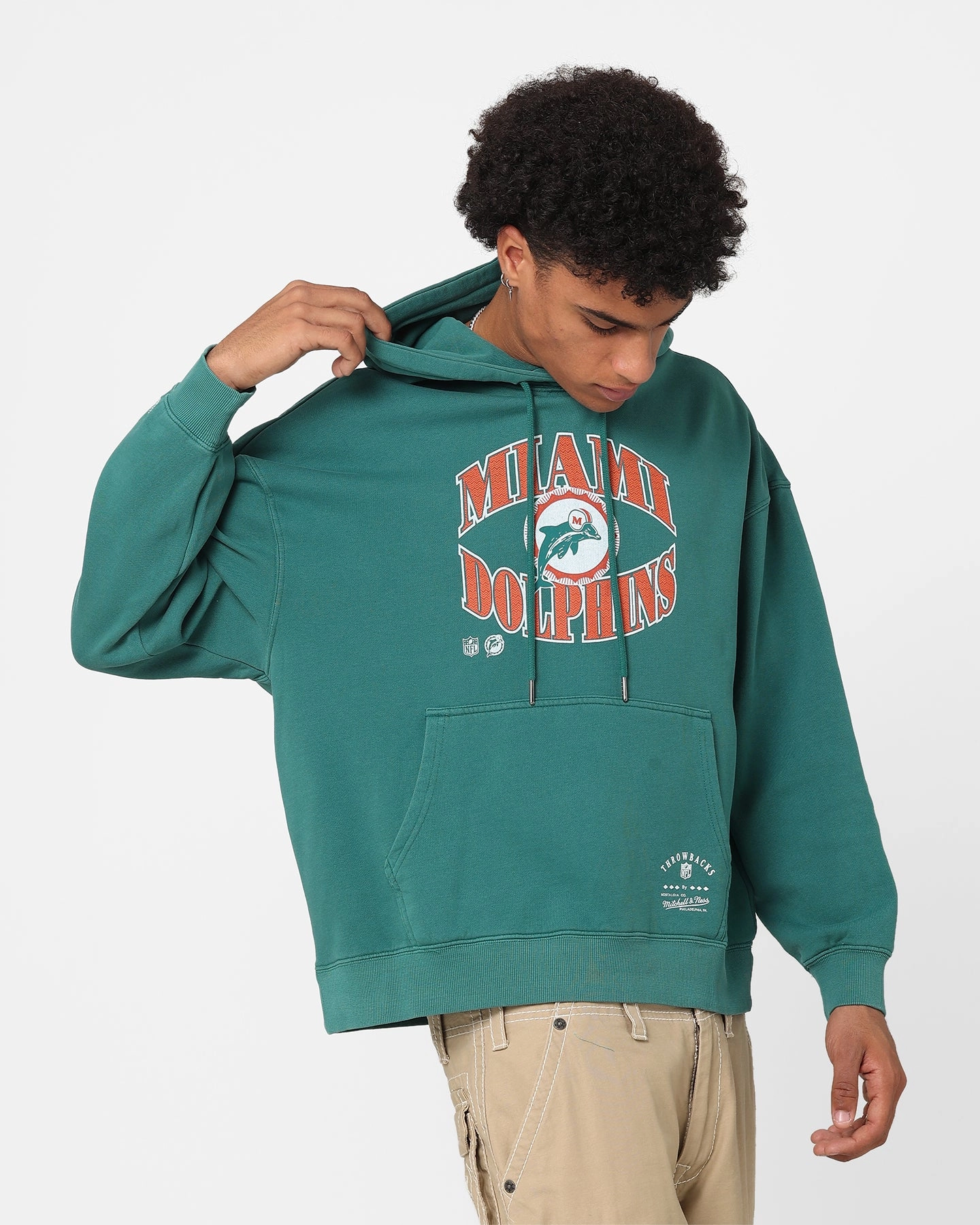 Construct Mitchell & Ness Miami Dolphins Point Guard Hoodie Faded Teal