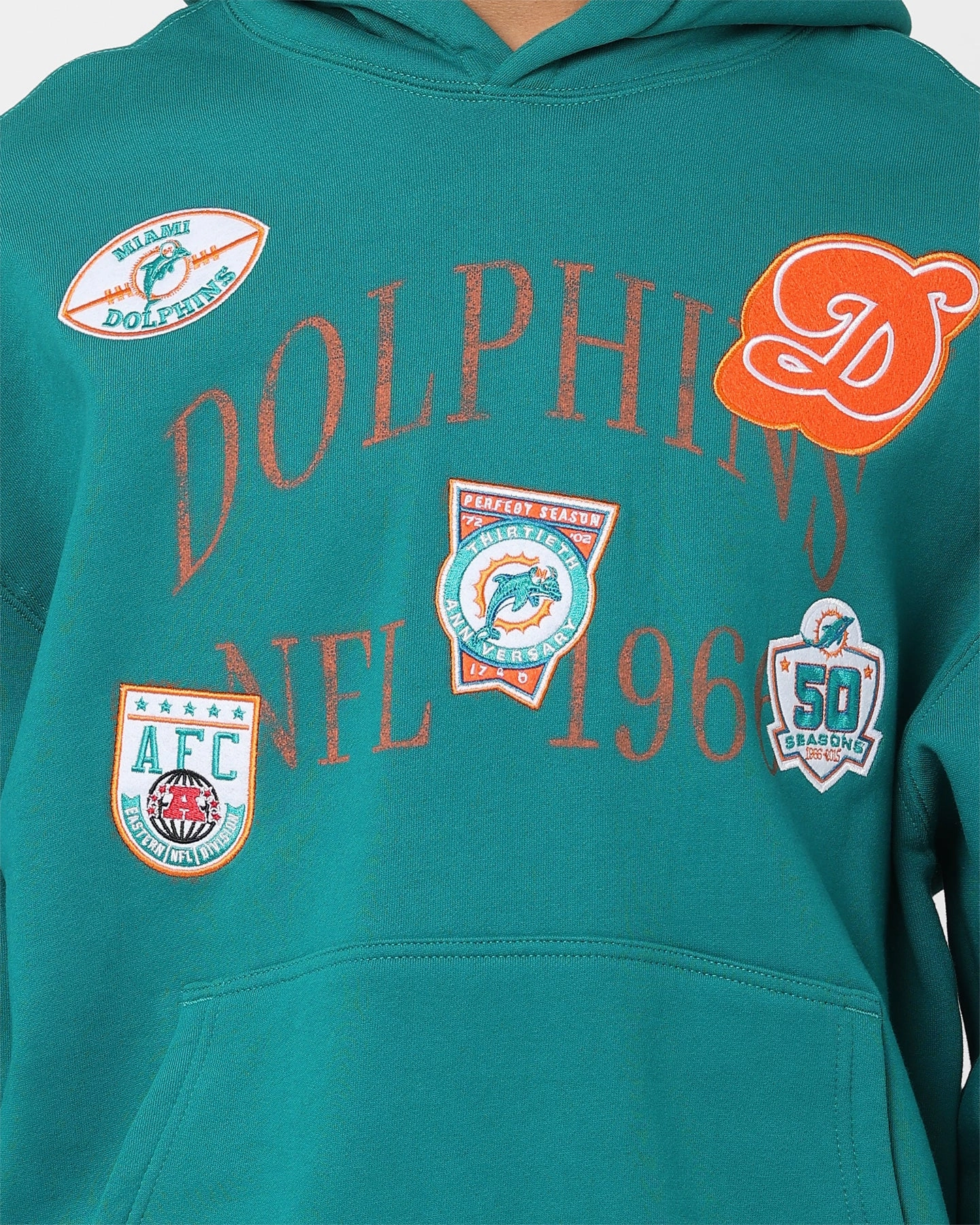Mitchell & Ness Miami Dolphins Touchline Hoodie Teal Relax Shell Winter Comfort