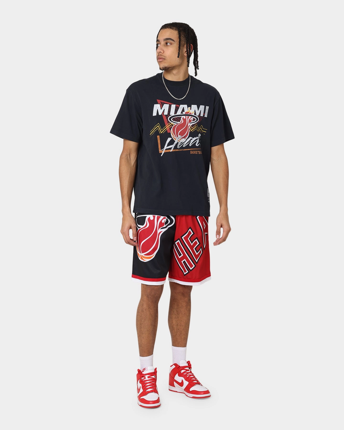 Mitchell & Ness Miami Heat Big Face 5.0 Shorts Black Faux Leather desert style