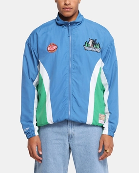 Mitchell & Ness Minnesota Timberwolves Nylon Track Jacket Blue/Green Compression Fit Ergonomic Cut