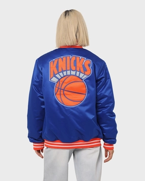 Mitchell & Ness New York Knicks Heavyweight Satin Jacket Royal Street Edge Demonstrate