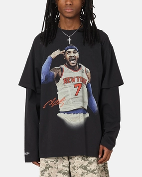 EasyCare Fabric Mitchell & Ness New York Knicks Melo State Of Mind Long Sleeve T-Shirt Faded Black