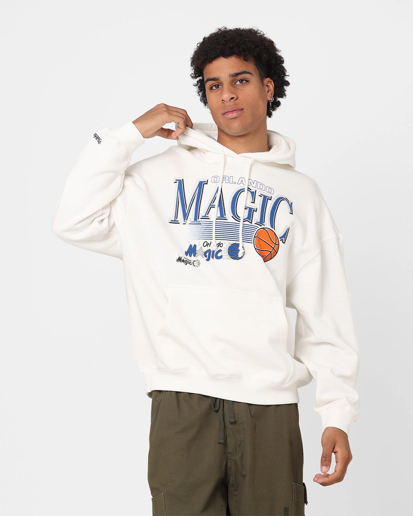 Leather Mitchell & Ness Orlando Magic Swish Hoodie Vintage White