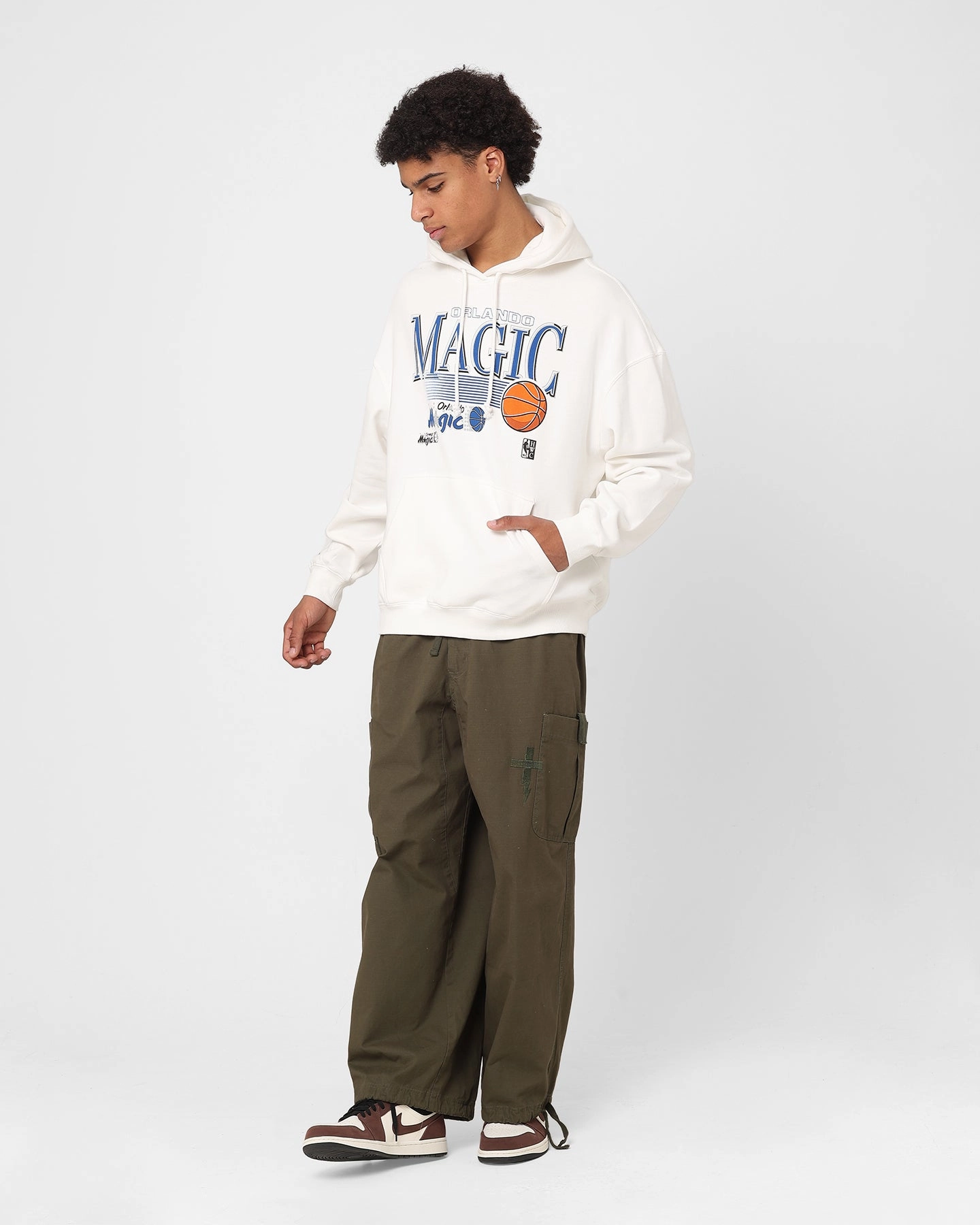 Mitchell & Ness Orlando Magic Swish Hoodie Vintage White High Collar Support Template