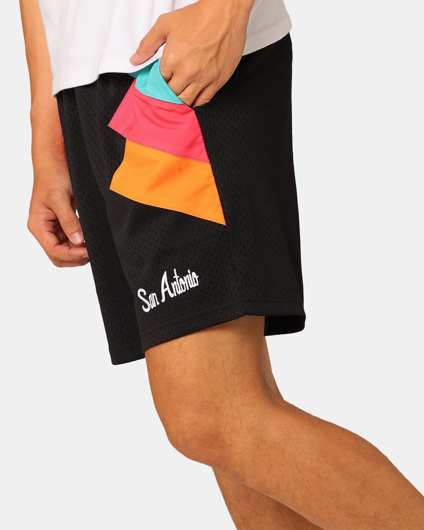 Printed design Birthday gift Mitchell & Ness San Antonio Spurs Wear Your Stripes Shorts Black