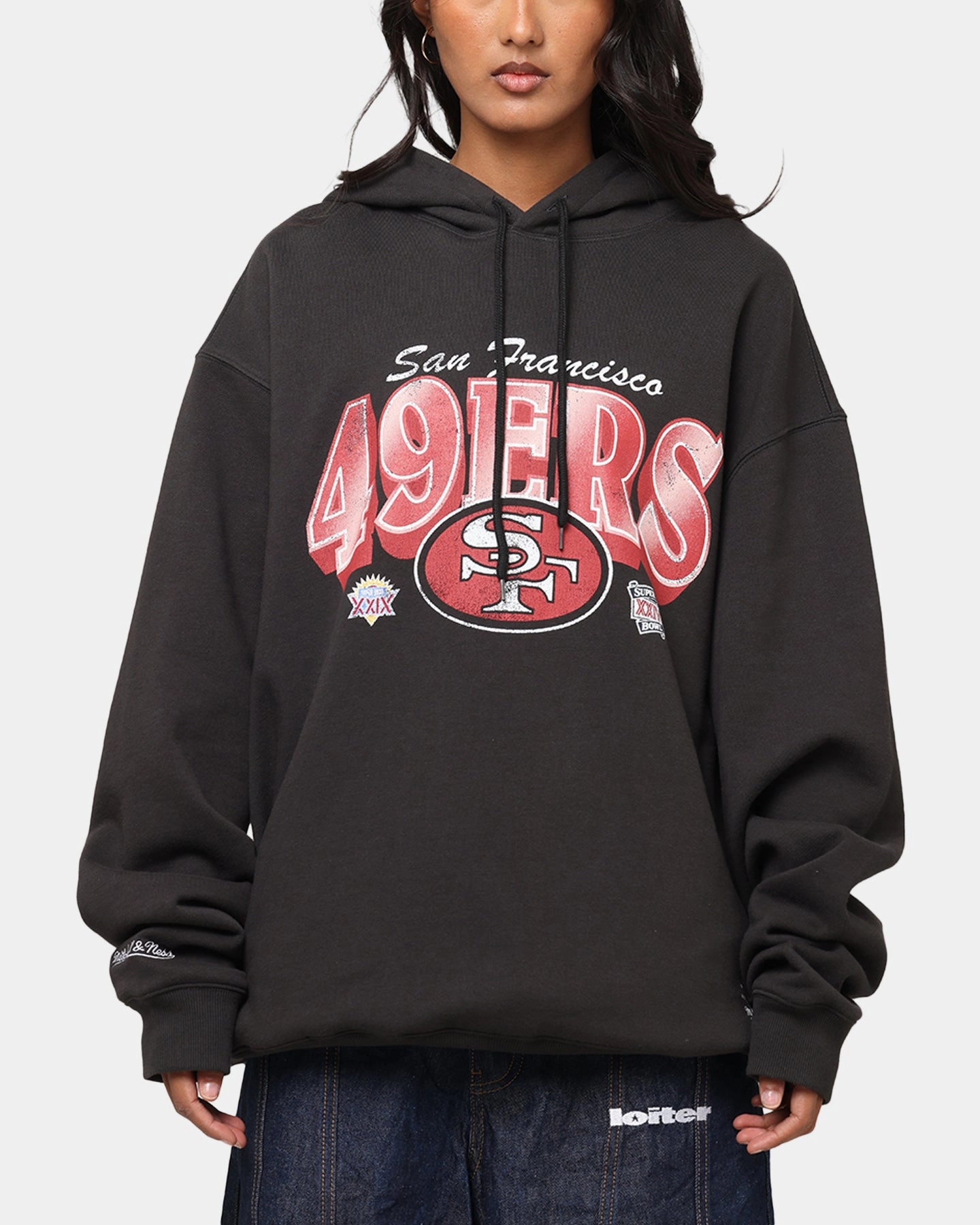 Mitchell & Ness San Francisco 49ers Arch Hoodie Faded Black Ant like V-Neck