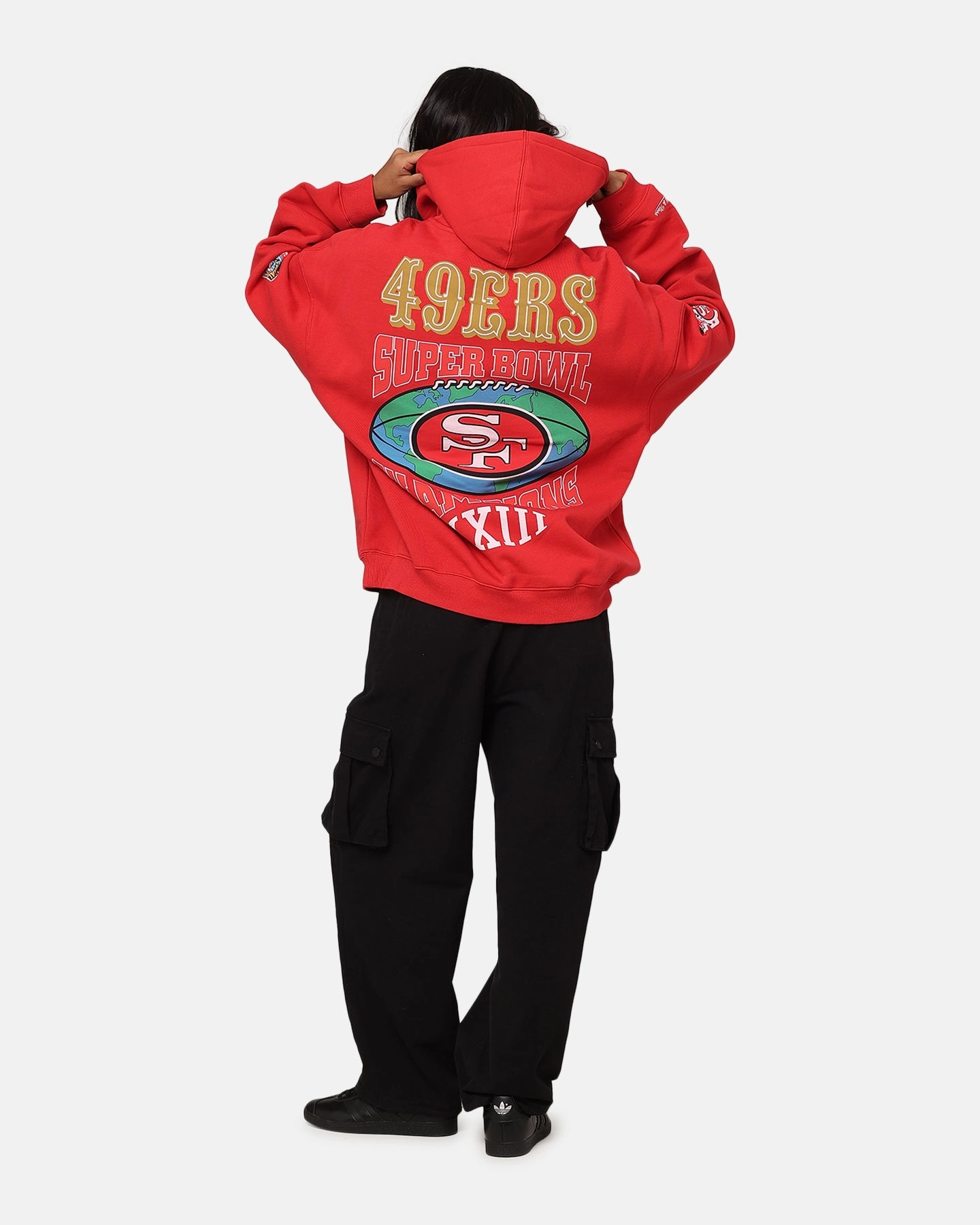 DoubleReinforced Zipper Mitchell & Ness San Francisco 49ers Super Bowl World Hoodie Faded Red