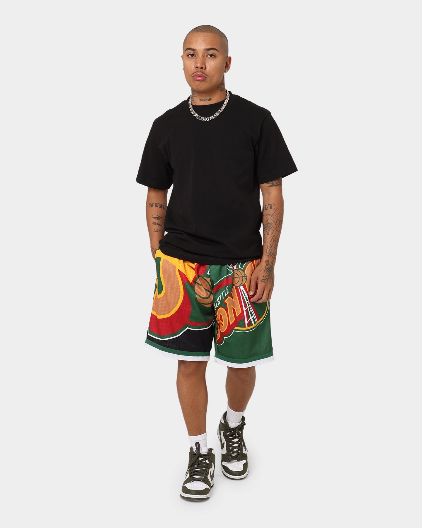 Mitchell & Ness Seattle Supersonics Big Face Shorts 5.0 Black Elastic hem