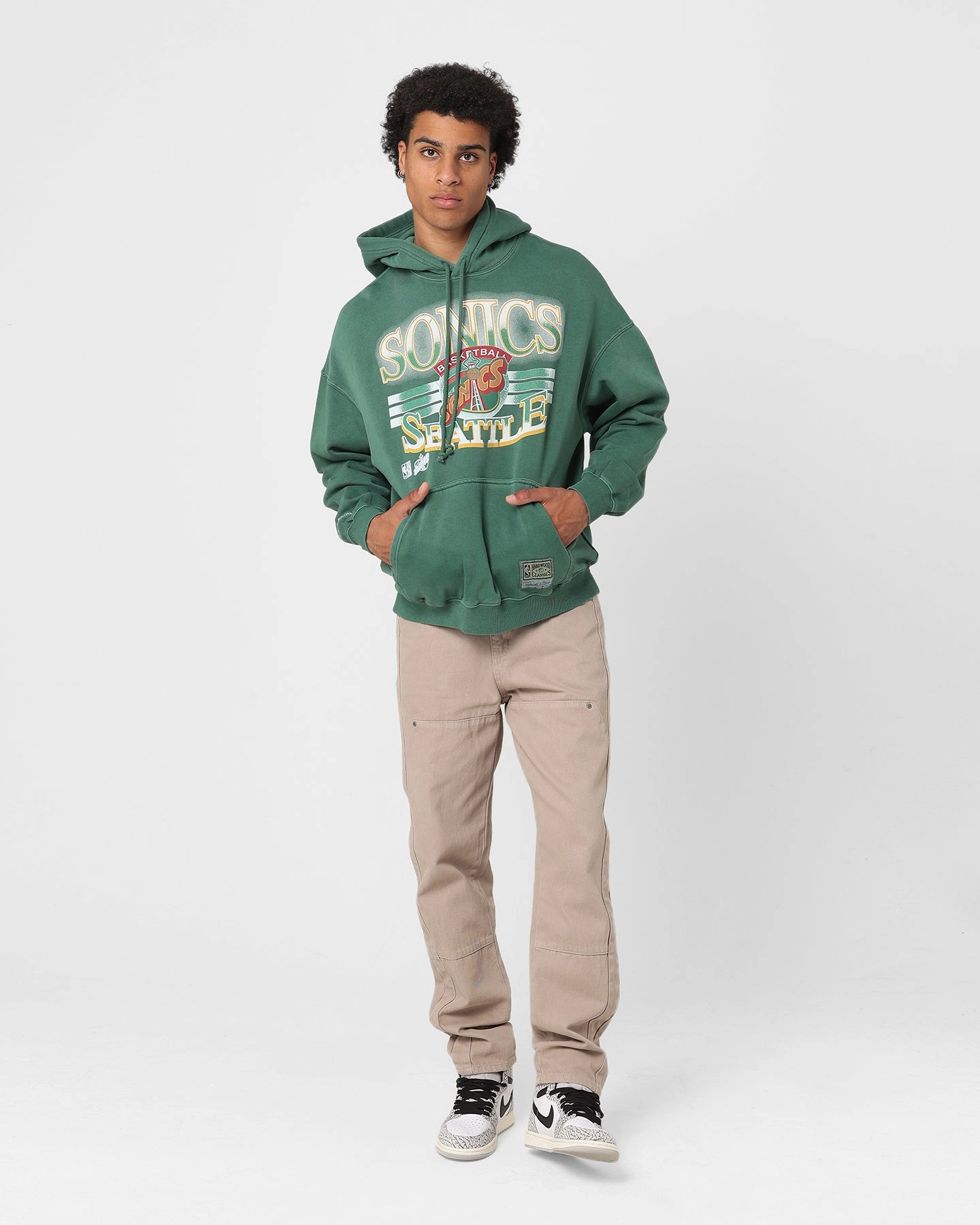 Mitchell & Ness Seattle SuperSonics Glow Arch Hoodie Green Protective Outerwear Winter Gear