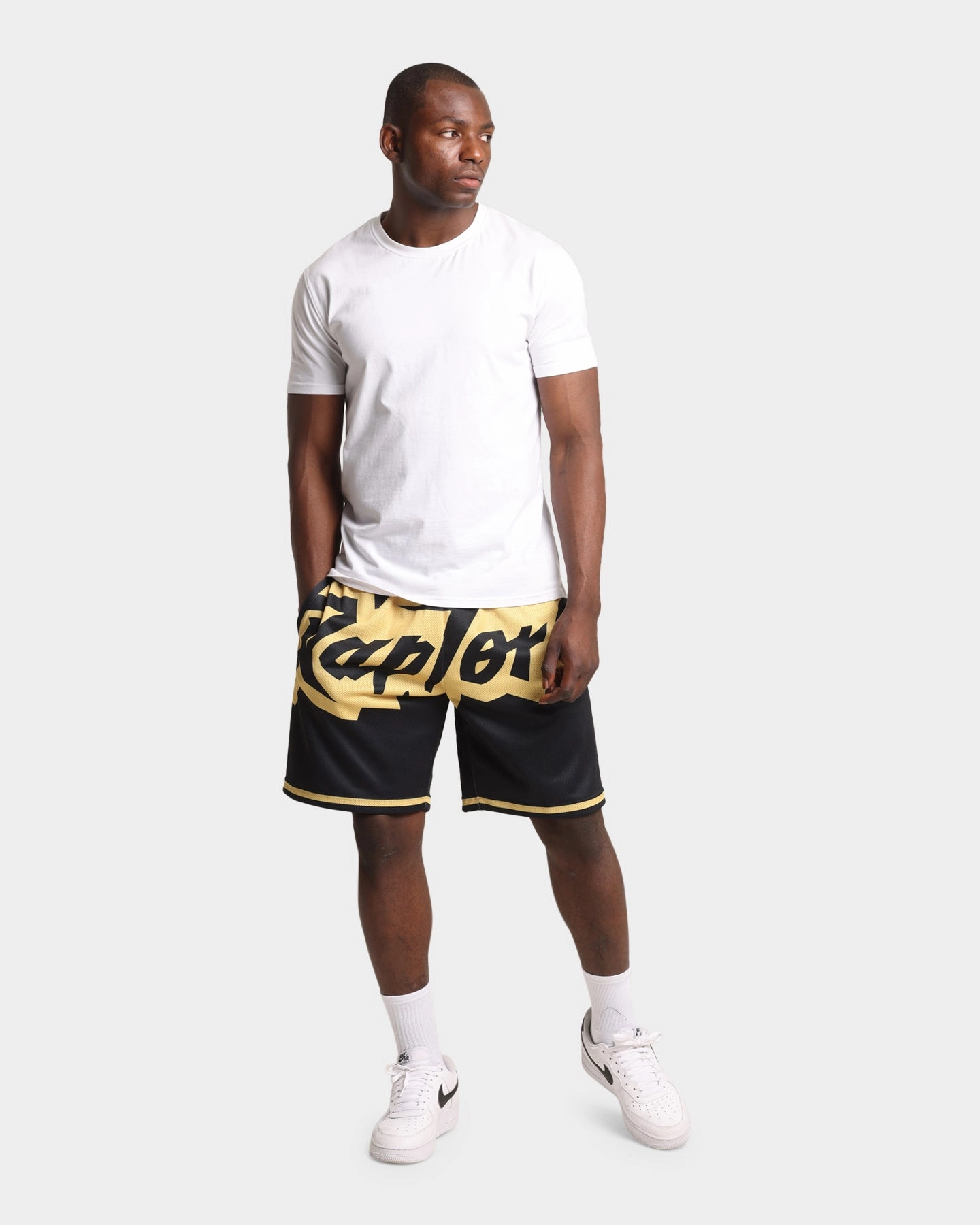 Stretch Fabric new semester Mitchell & Ness Toronto Raptors Big Face Black Gold Shorts Black/Gold