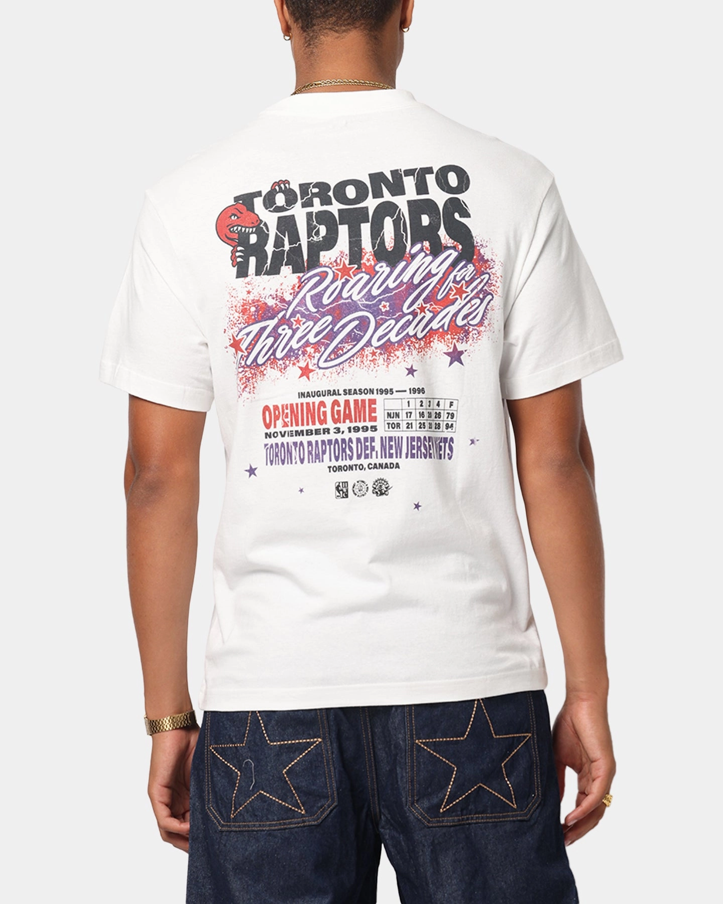 AllDay Comfort Soft touch finish Mitchell & Ness Toronto Raptors Three Decades T-Shirt Vintage White