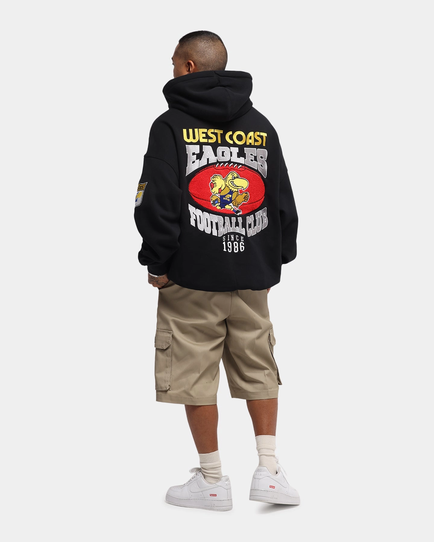 Stretchable Waistband Muskrat like Mitchell & Ness West Coast Eagles Team Hoodie Solid Black