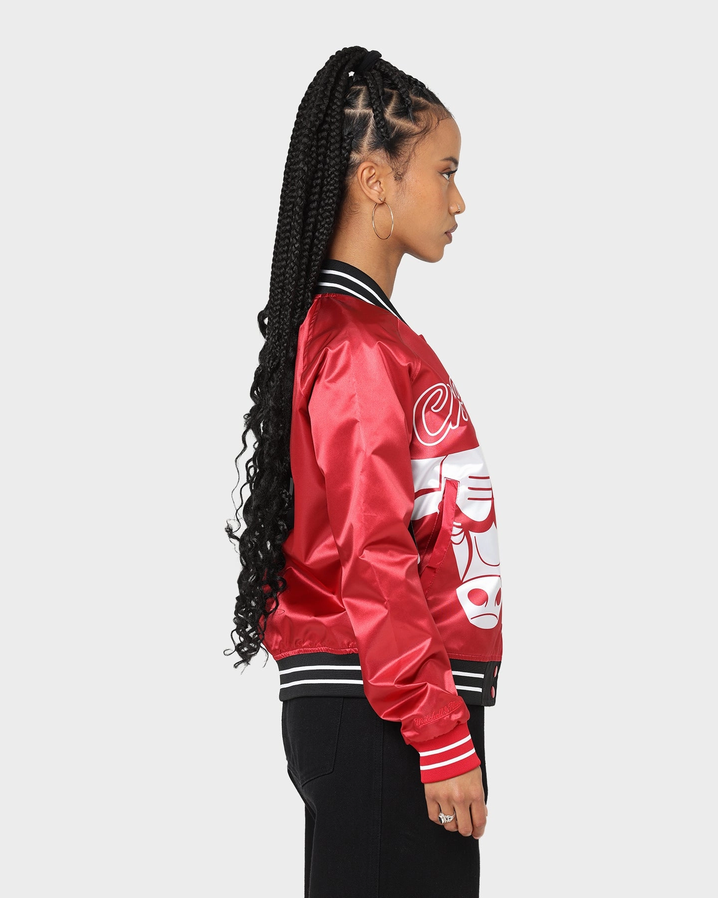 Mitchell & Ness Women's Chicago Bulls Big Face 5.0 Satin Jacket Red Mother's Day