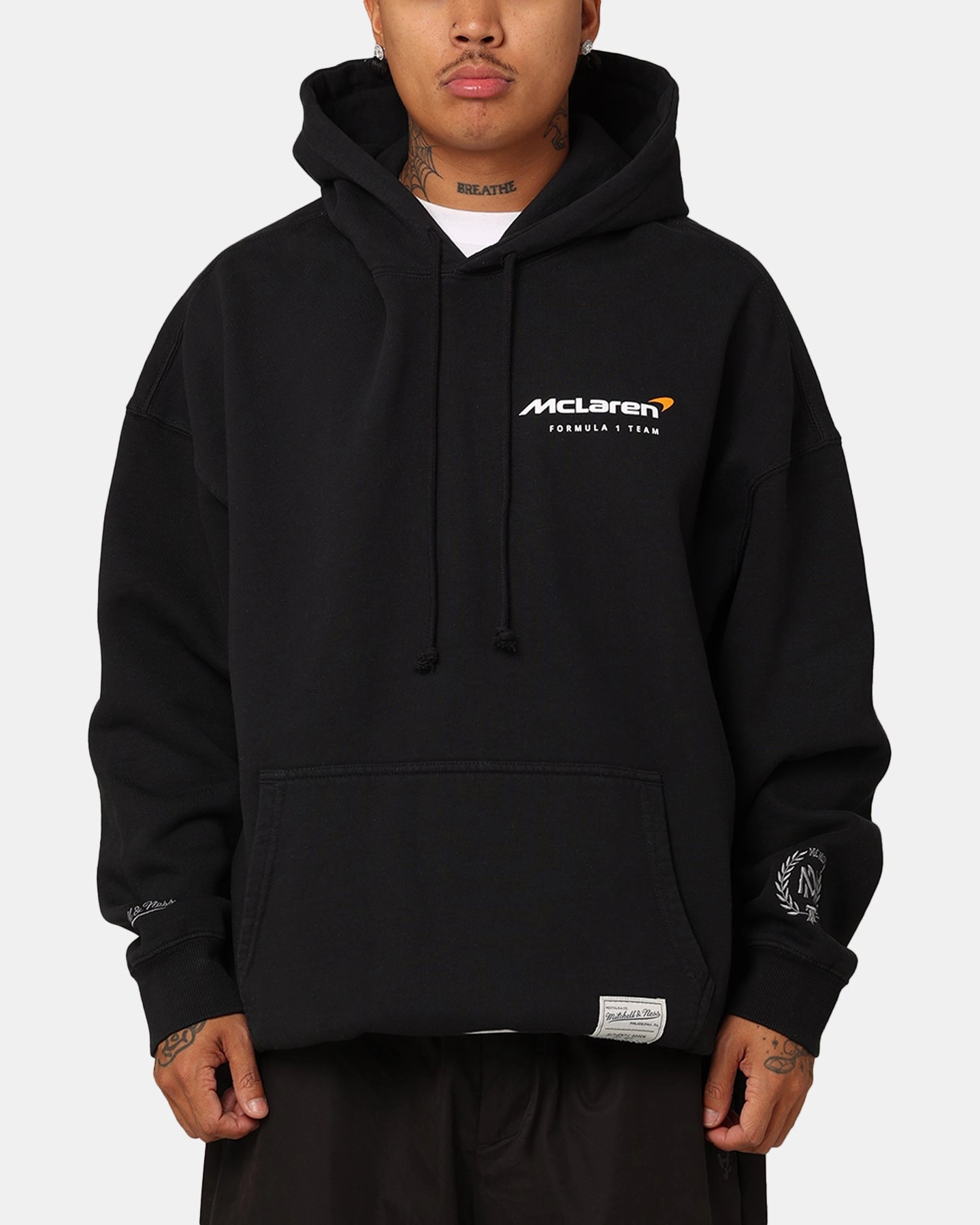 Mitchell & Ness X McLaren Oscar Piastri #81 Track Hoodie Faded Black Soft Shell Material Badge