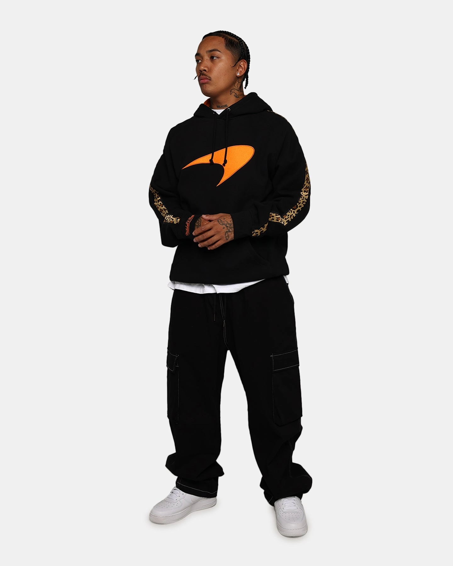 Sporty Style music concert Mitchell & Ness X McLaren X Culture Kings Las Vegas Collection Big Logo Fleece Hoodie Black