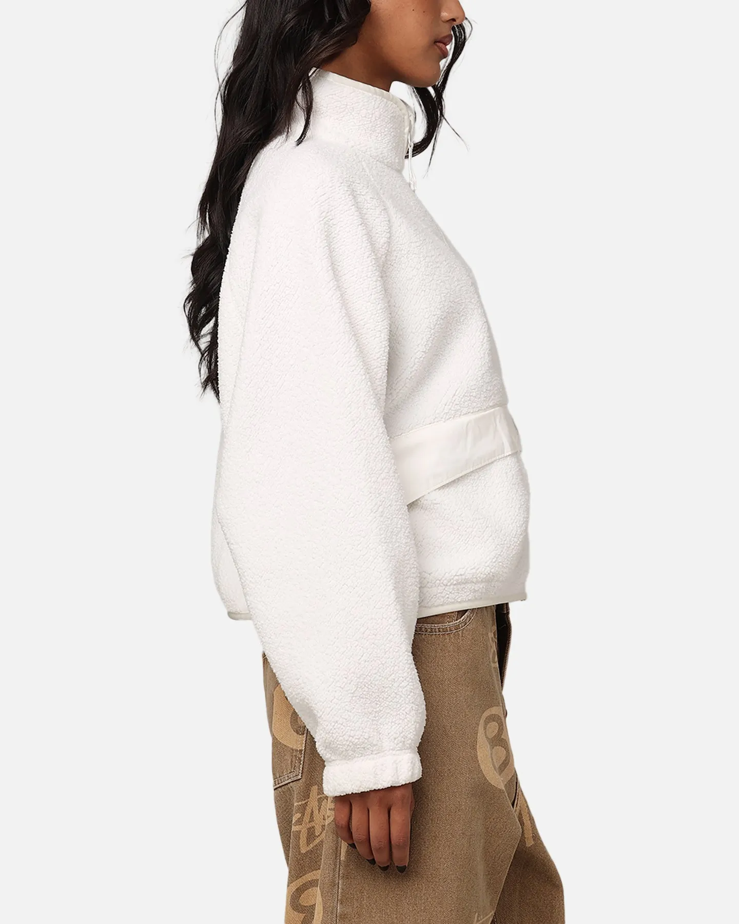 Nike Women's Sportswear Sherpa Jacket Sail/Sail Convertible Collar Flexible Elbow Panels