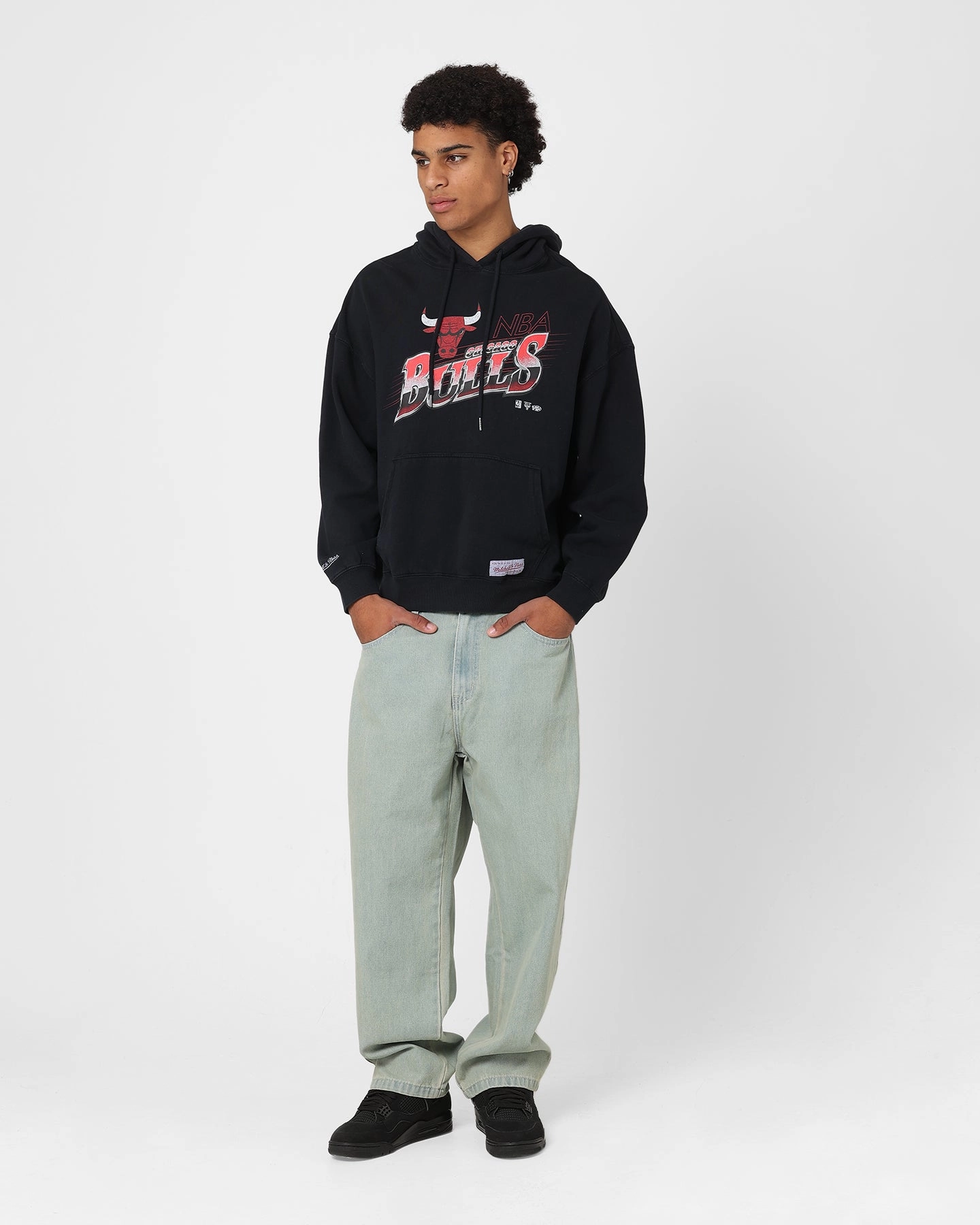 Mitchell & Ness Chicago Bulls Last Second Shot Hoodie Faded Black Street Cool Double Layered Hood