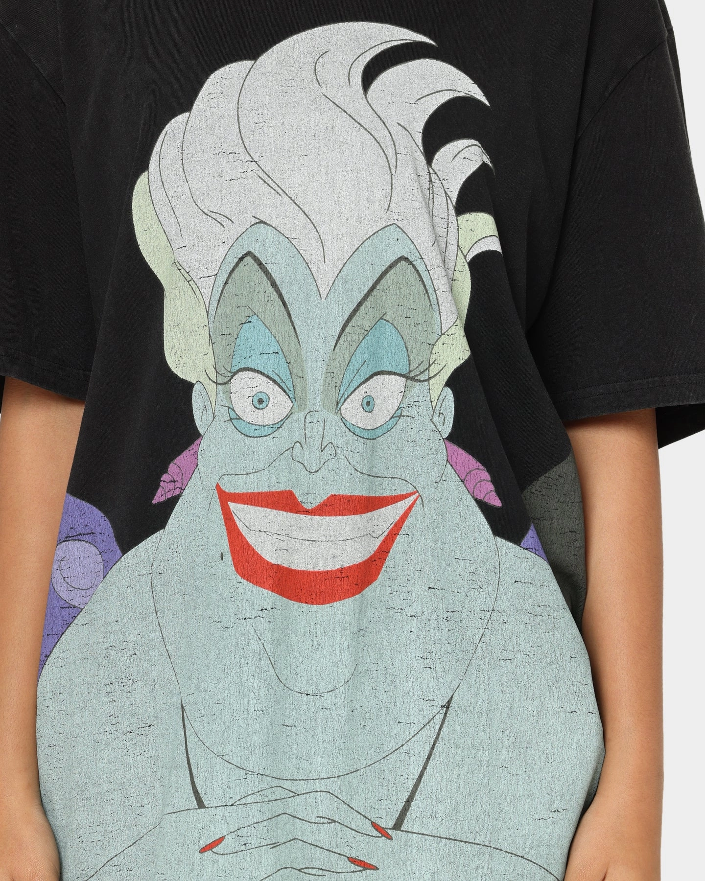 Versatile Layering Leisure Wear Disney Ursula Vintage T-Shirt Washed Black