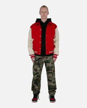 Light Padding MNML Collared Varsity Jacket Red/White