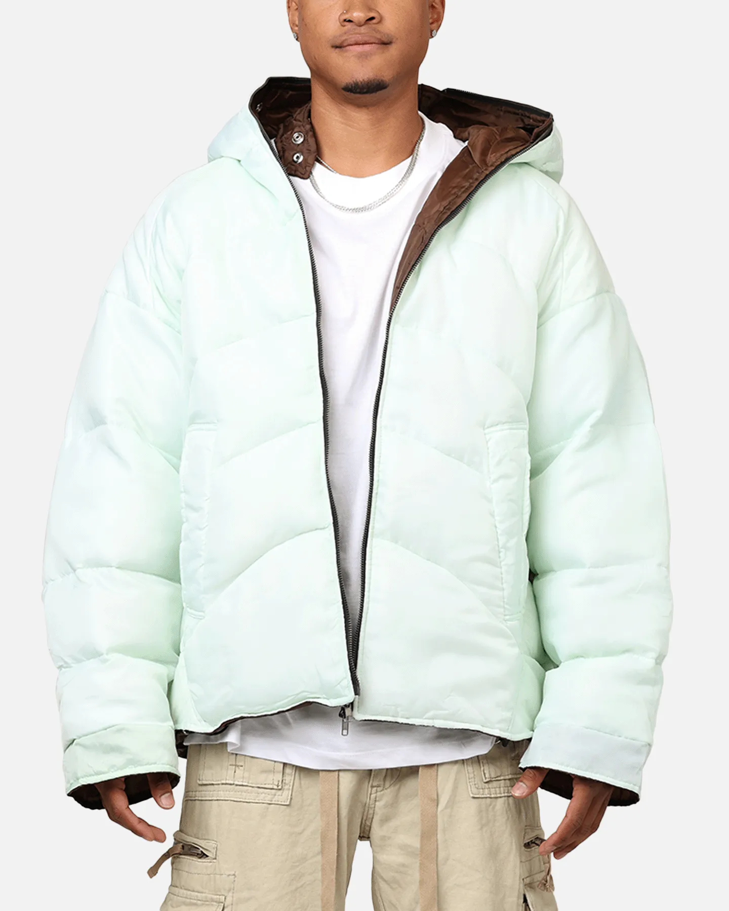 MNML Reversible Full Zip Puffer Jacket Mint Active Lifestyle