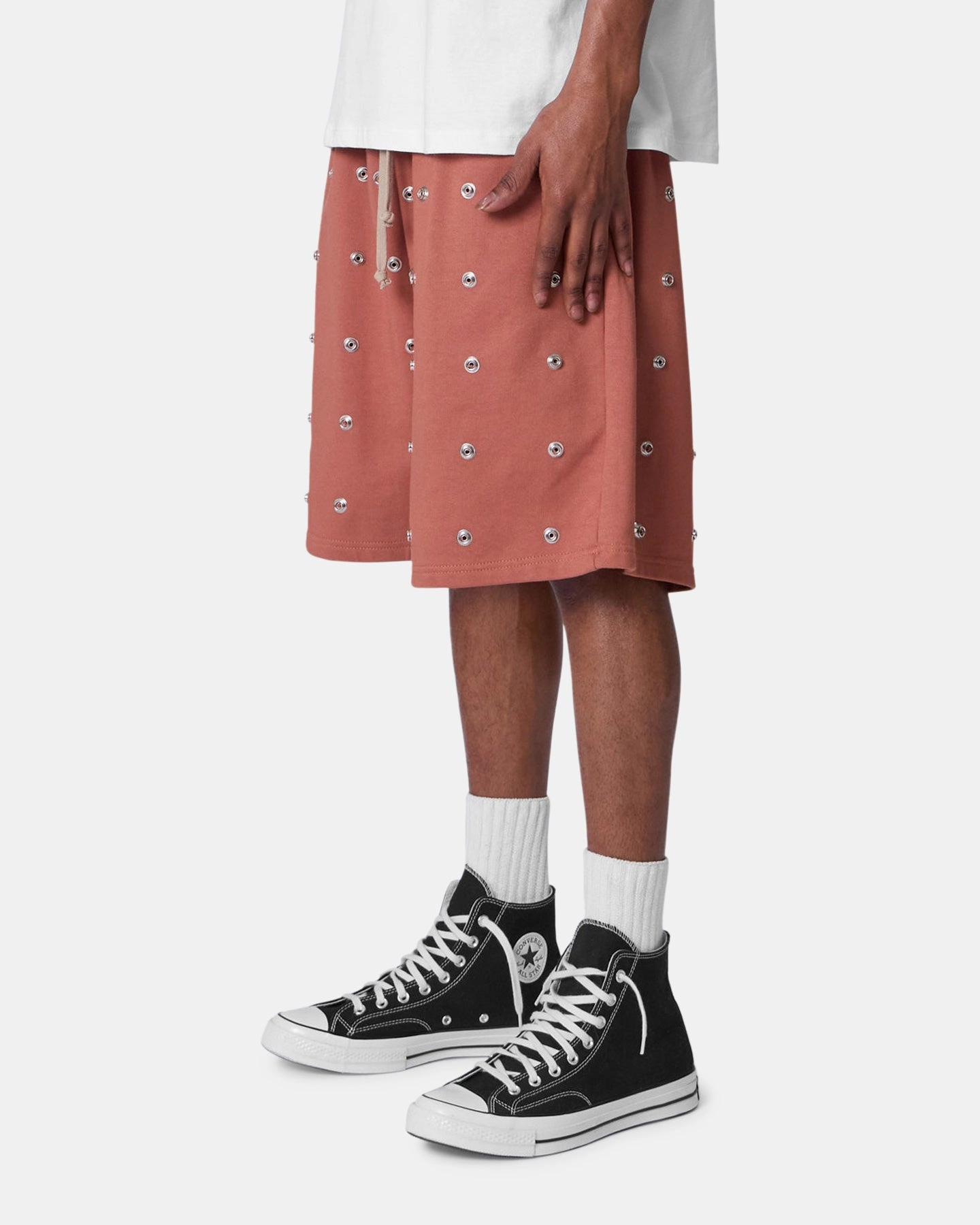 Outdoor Apparel Adjustable Fit MNML All Over Button Shorts Rust