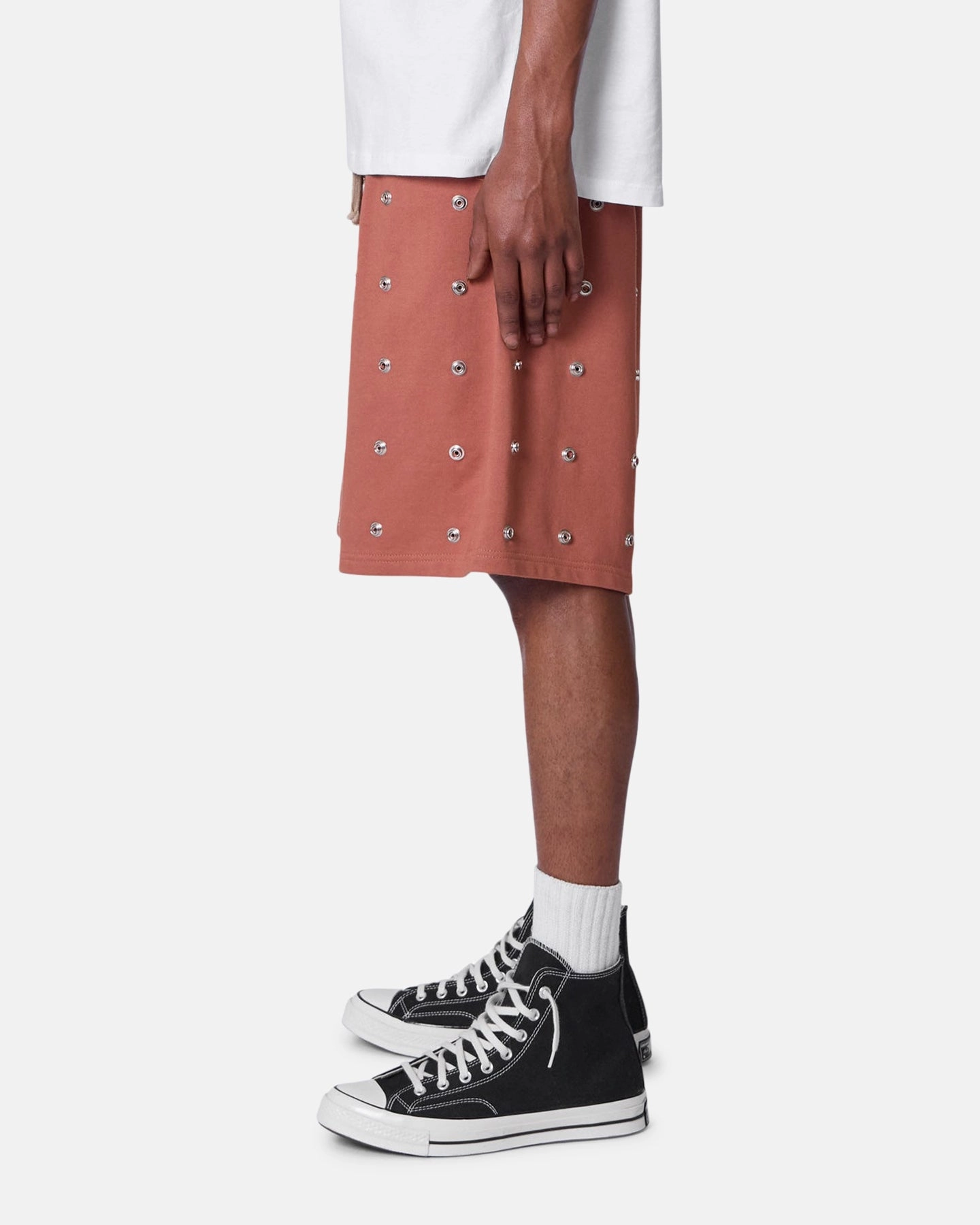 Non slip grip Dance wear MNML All Over Button Shorts Rust