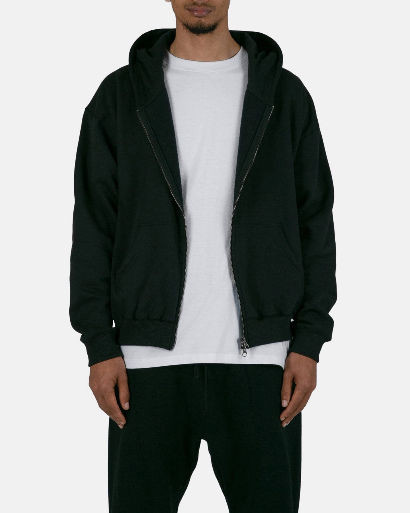 design MNML Basic Zip Up Hoodie Black