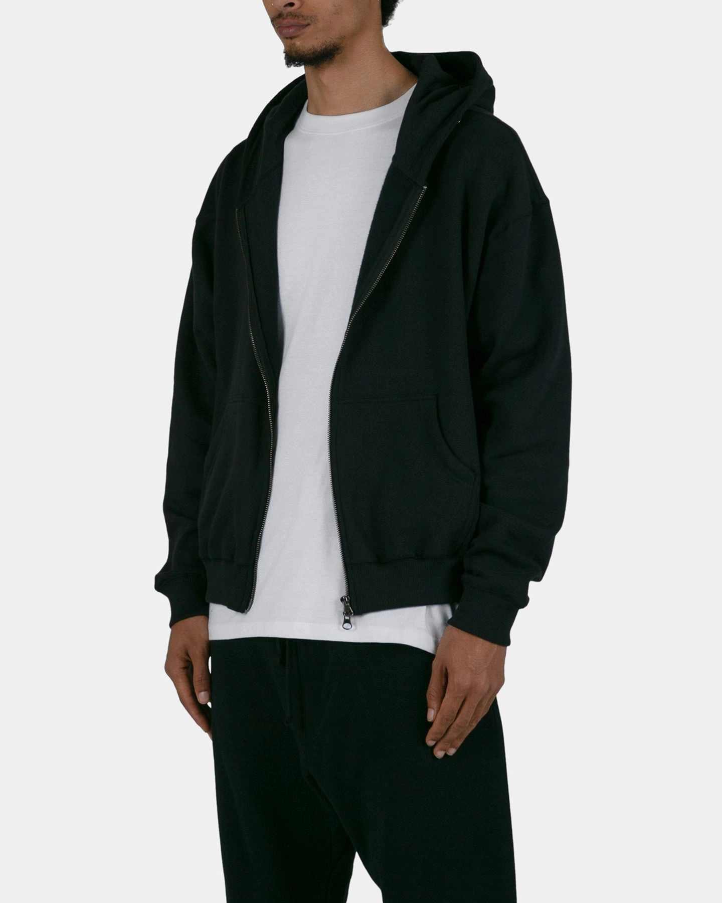 Eco-friendly MNML Basic Zip Up Hoodie Black