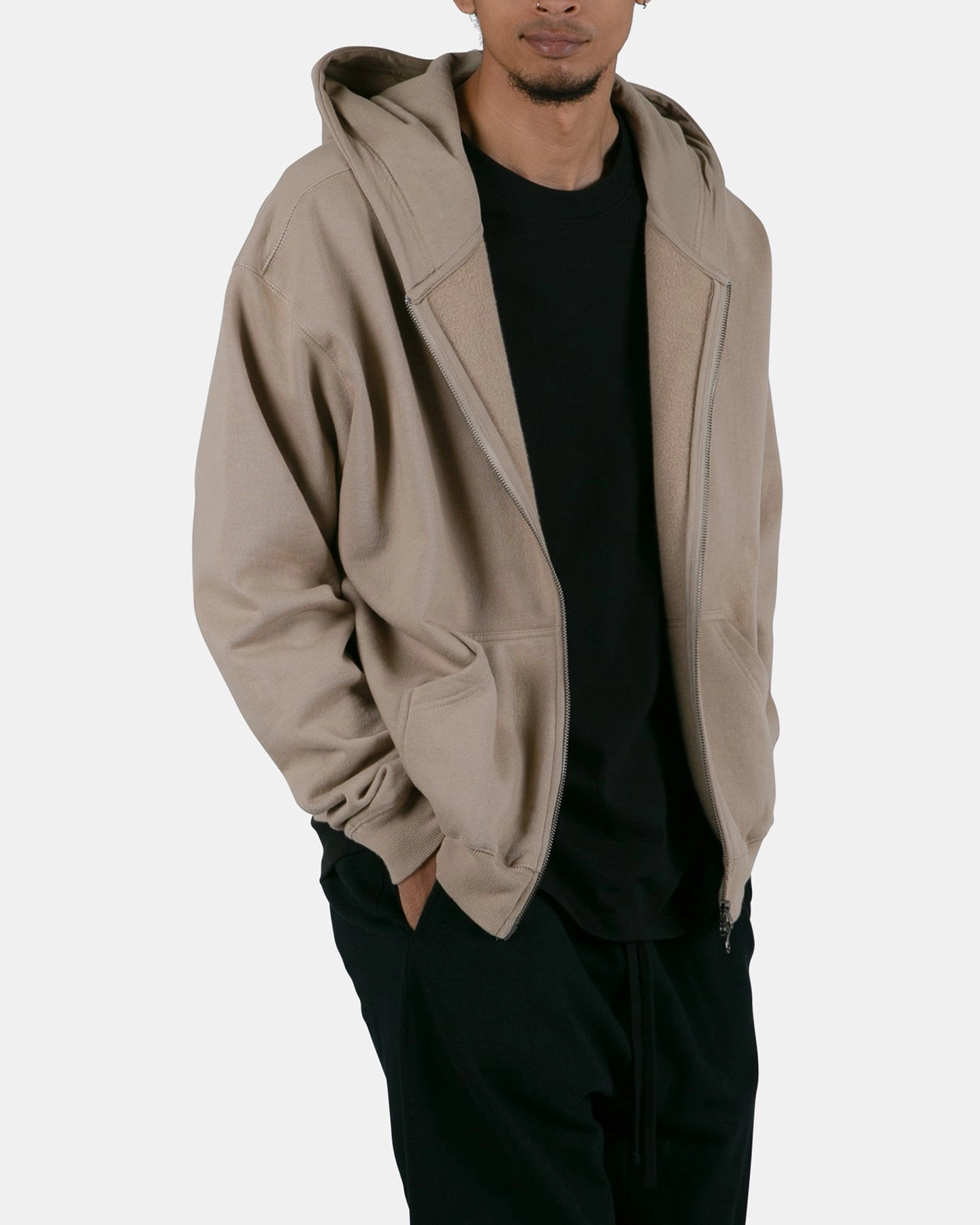 Resilience Zippered Pocket Design MNML Basic Zip Up Hoodie Earth