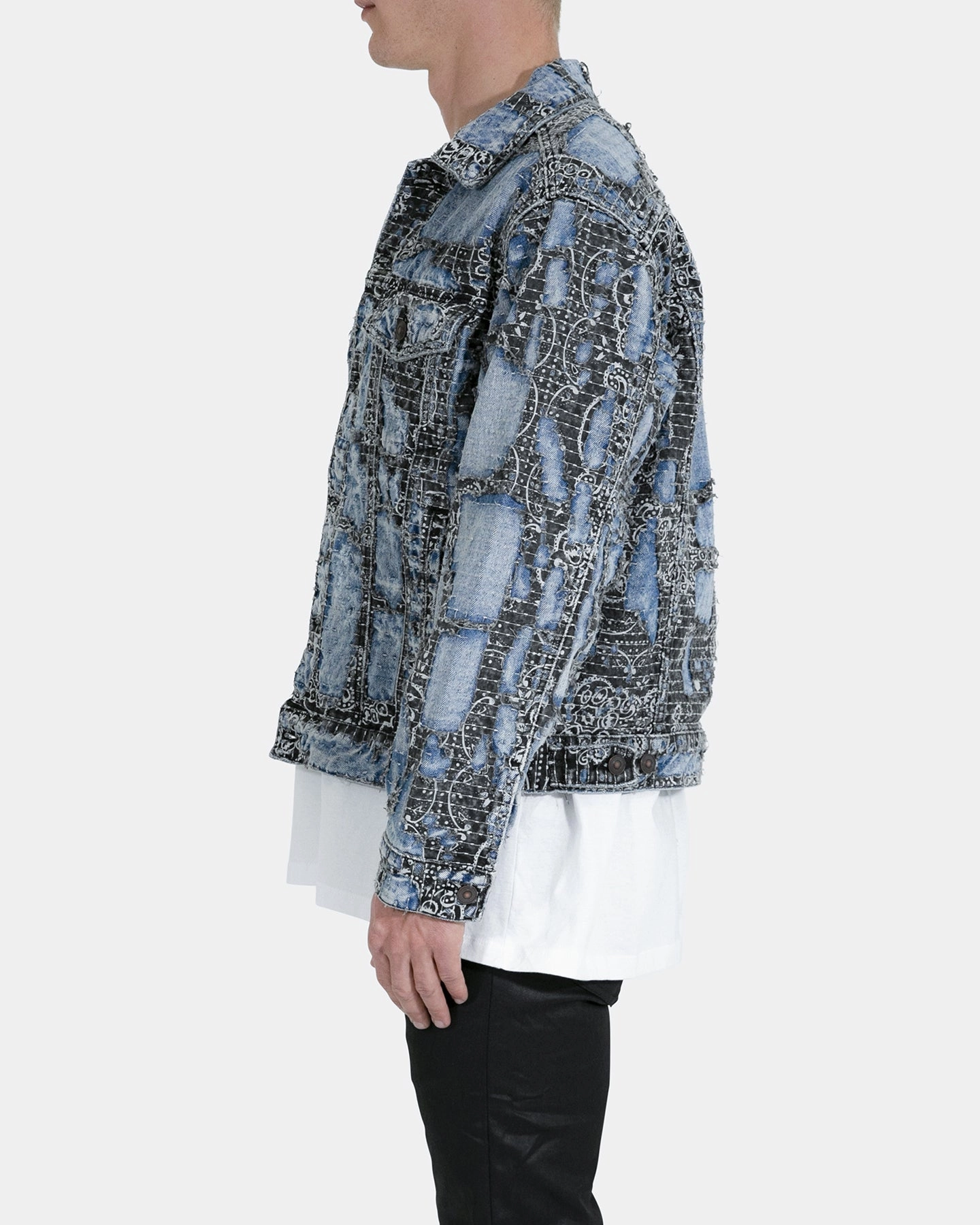 MNML Boro Paisley Trucker Jacket Blue/Black Neutral Tones Light Reflective