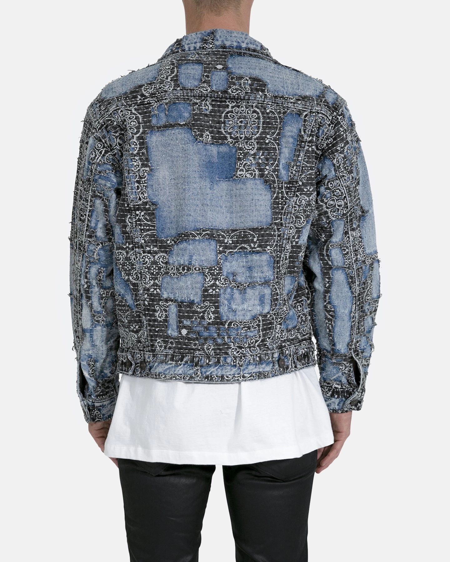 MNML Boro Paisley Trucker Jacket Blue/Black StretchFit Fabric Technology