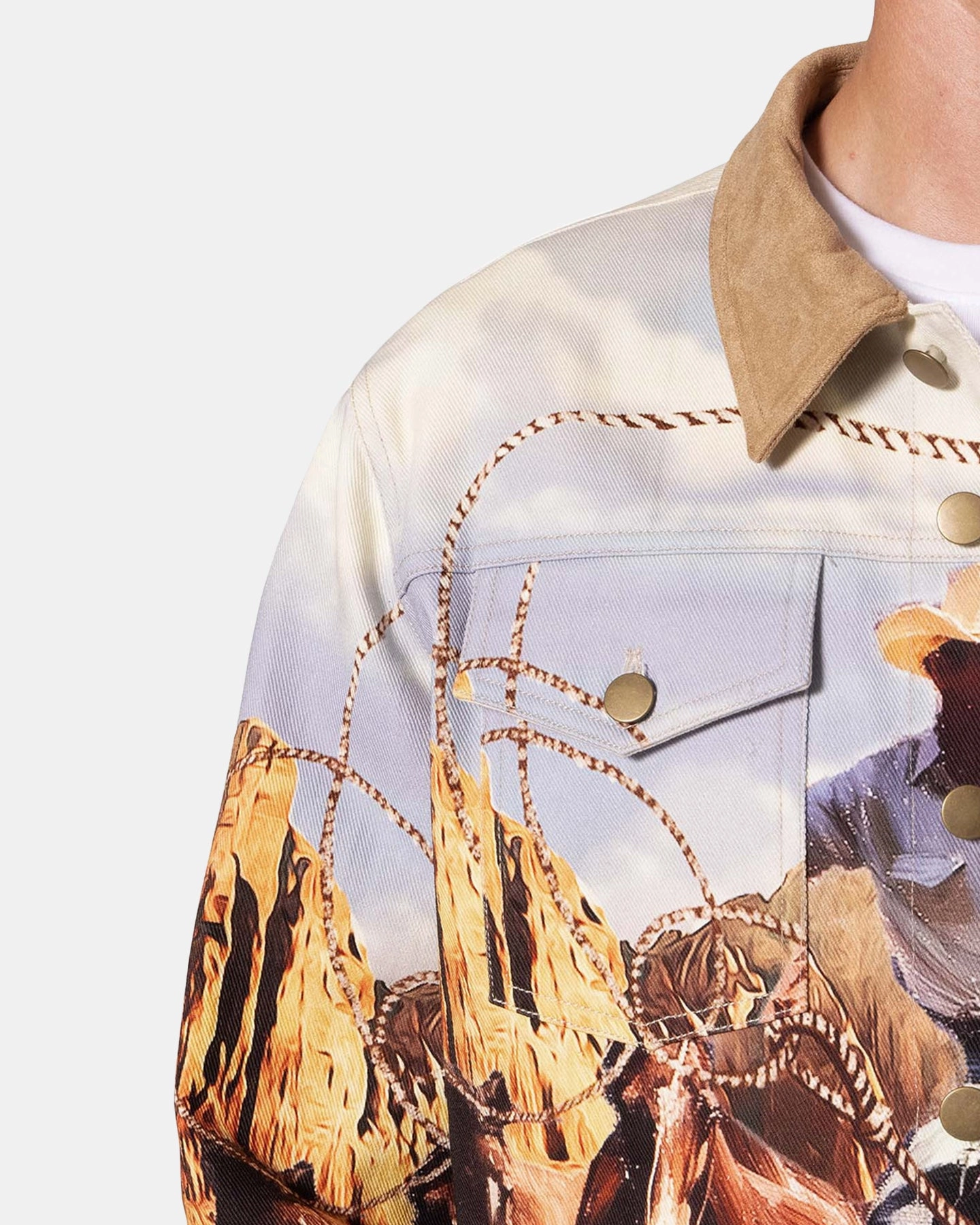 Commend Trail Style MNML Cowboy Print Trucker Jacket Multi