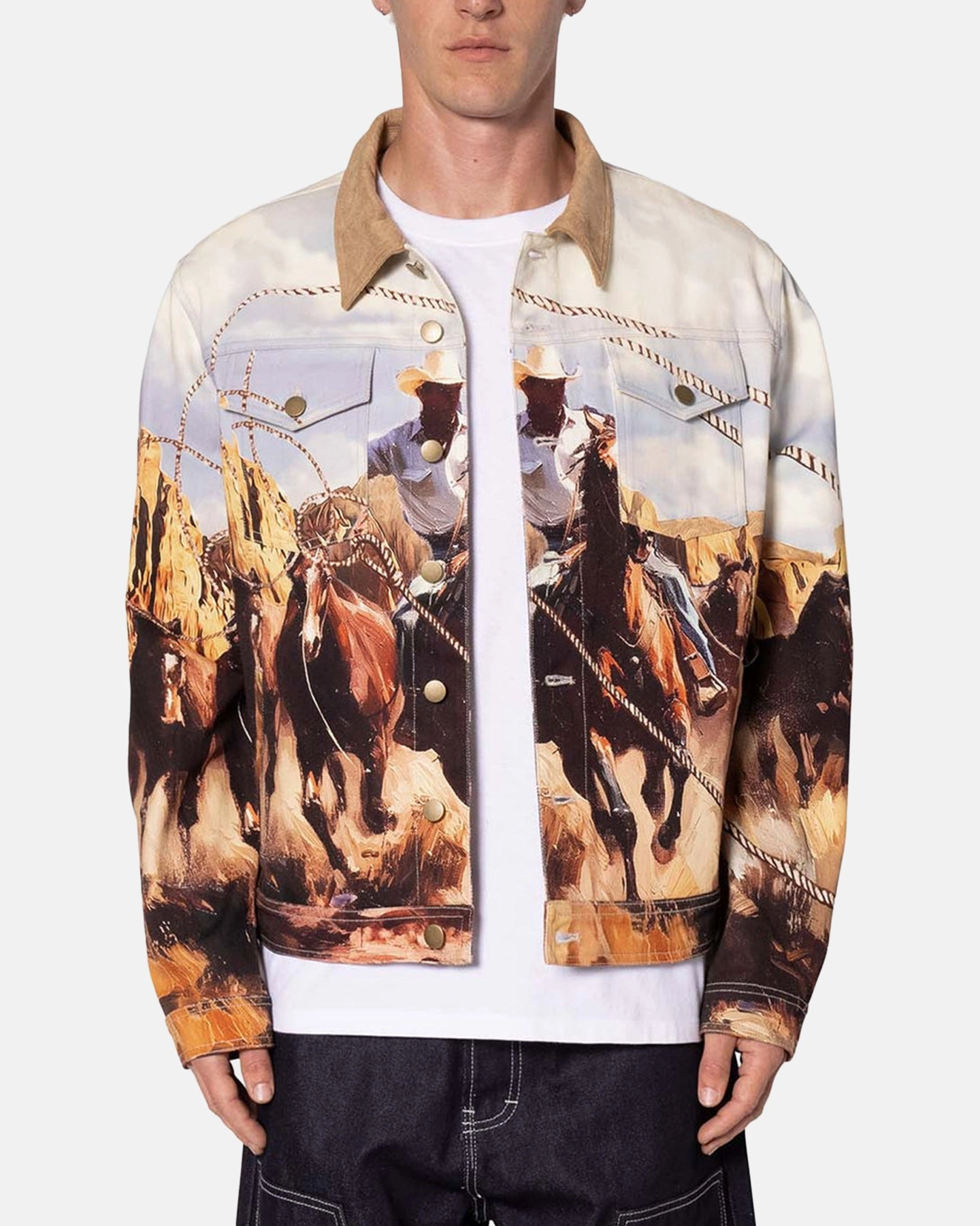 Low Profile MNML Cowboy Print Trucker Jacket Multi