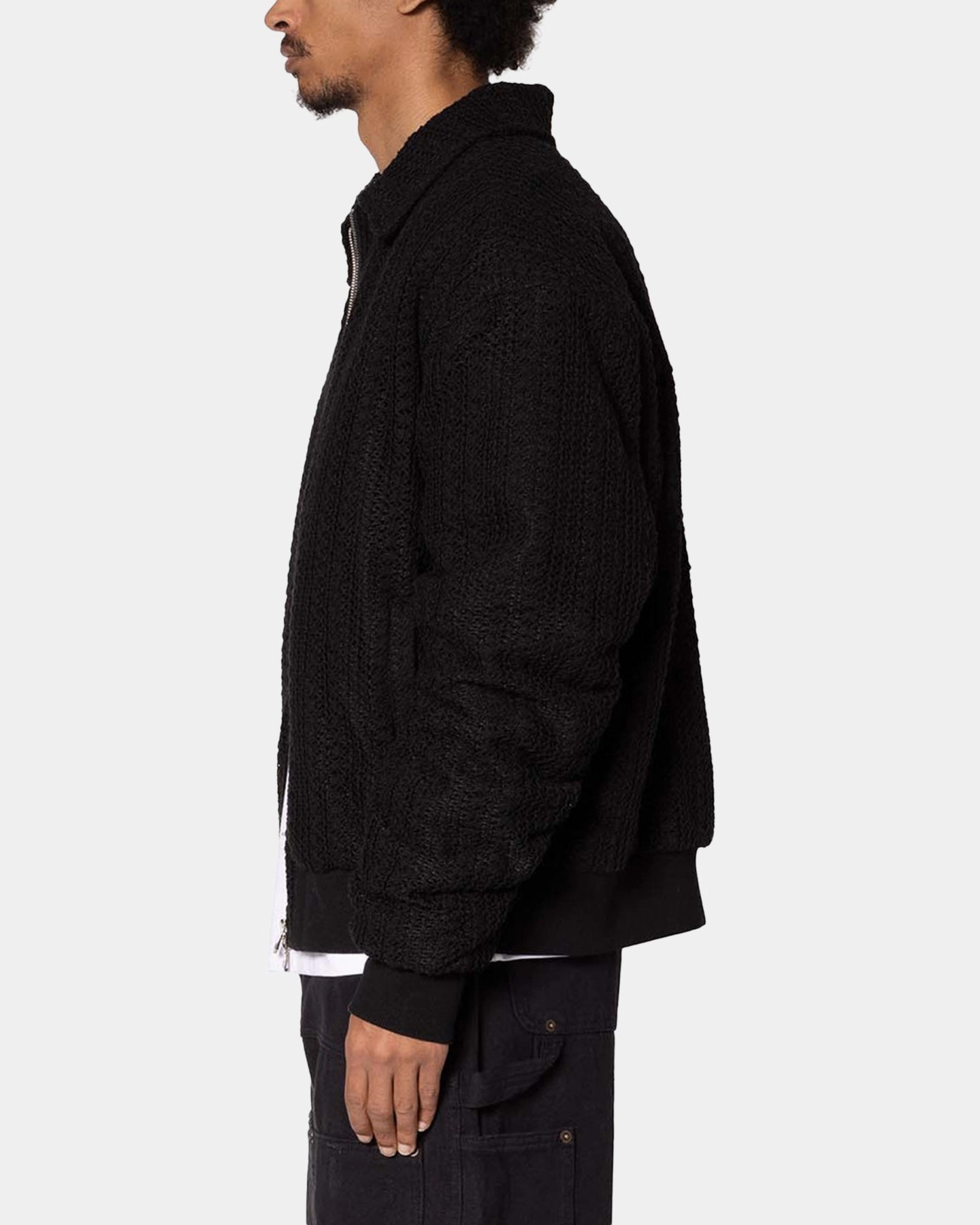 MNML Crochet Bomber Jacket Black suitable for work commutes