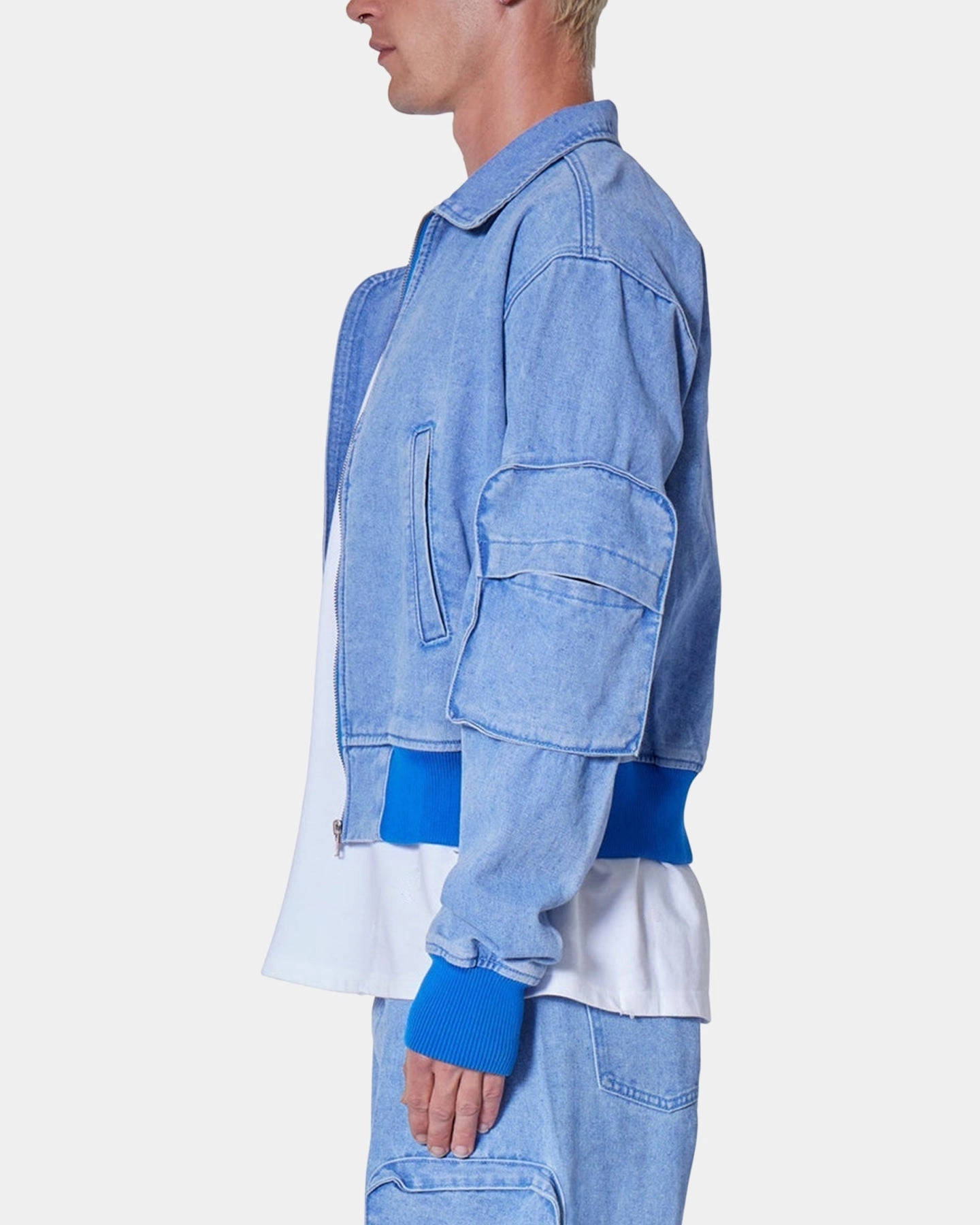 MNML Cropped Denim Jacket Blue Sustain Fresh Appeal