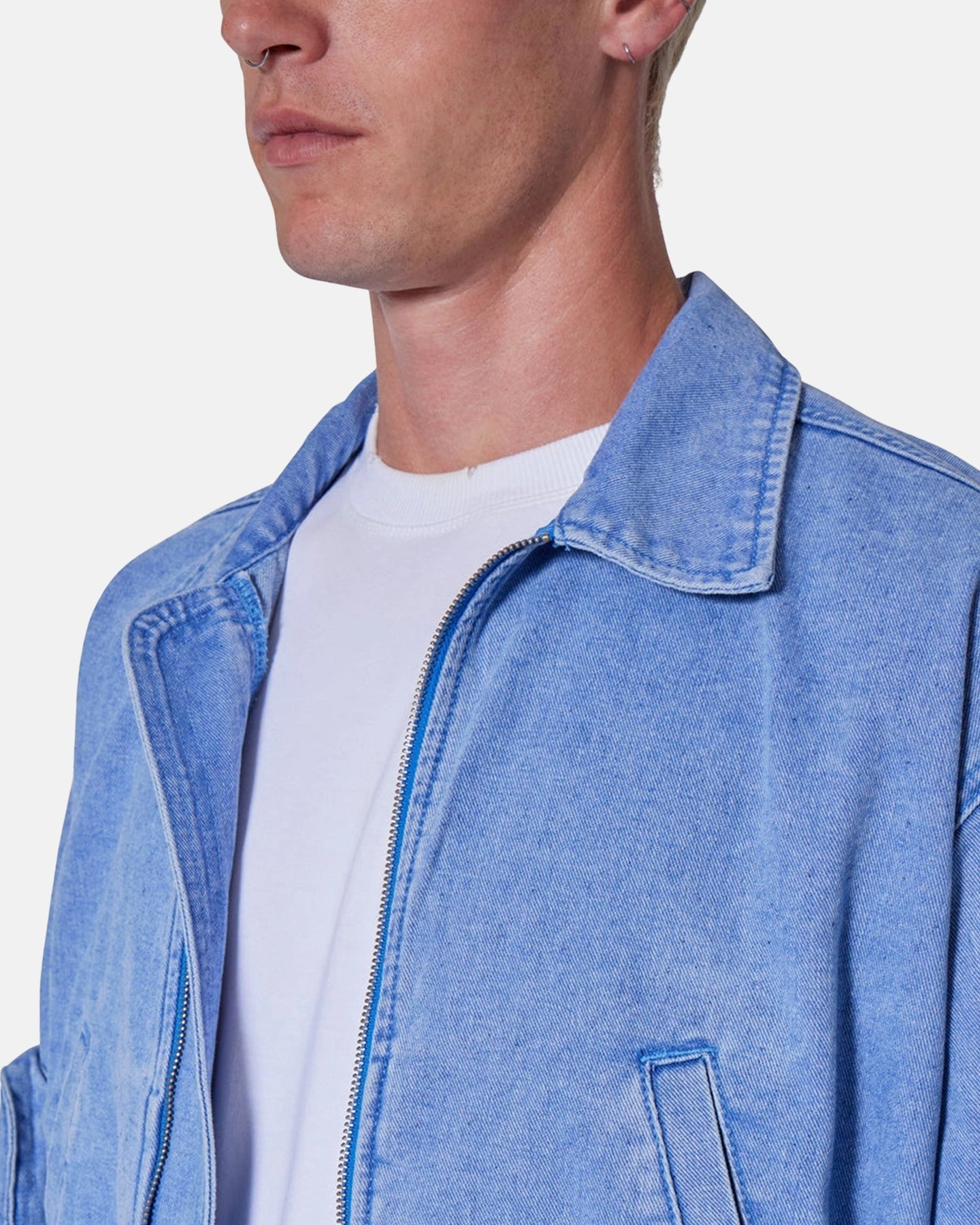 Likelihood MNML Cropped Denim Jacket Blue