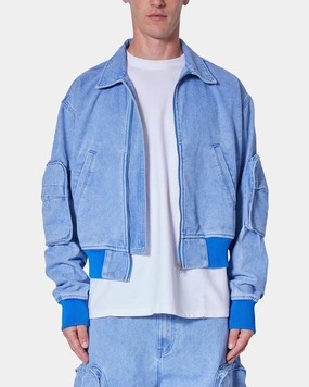 MNML Cropped Denim Jacket Blue Applaud Heat Regulating Technology