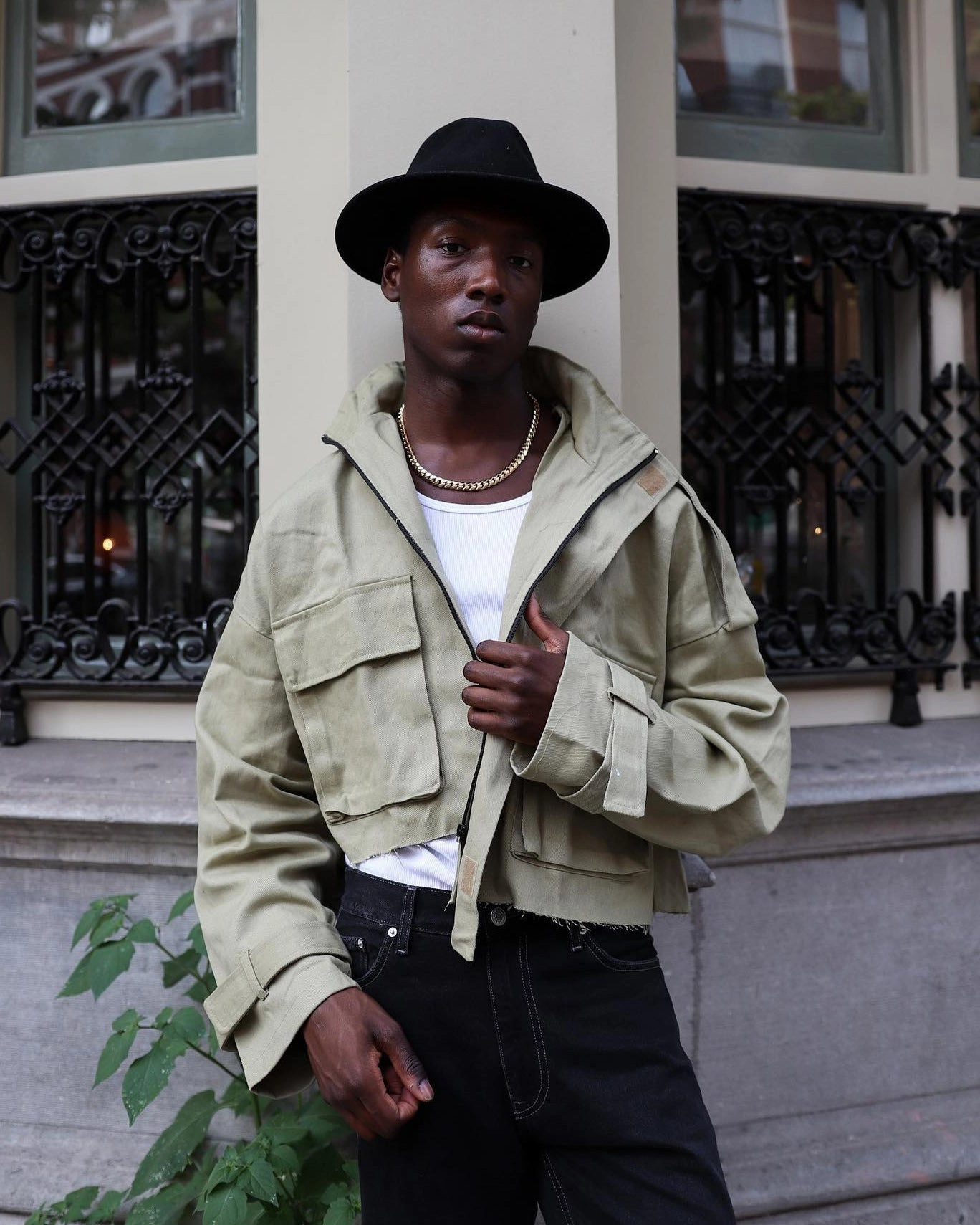 Patched Smart MNML Cropped M65 Jacket Khaki