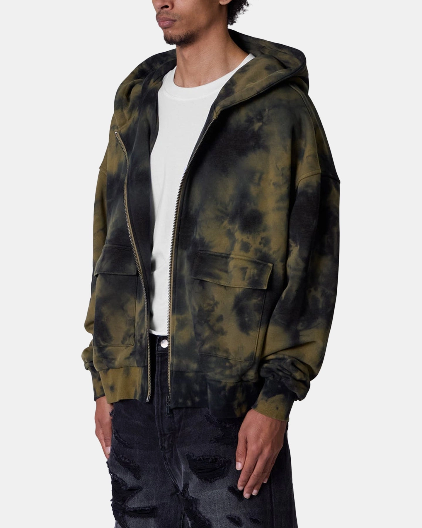 MNML Crumple Tie Dye Hodie Olive Approach Collaborate