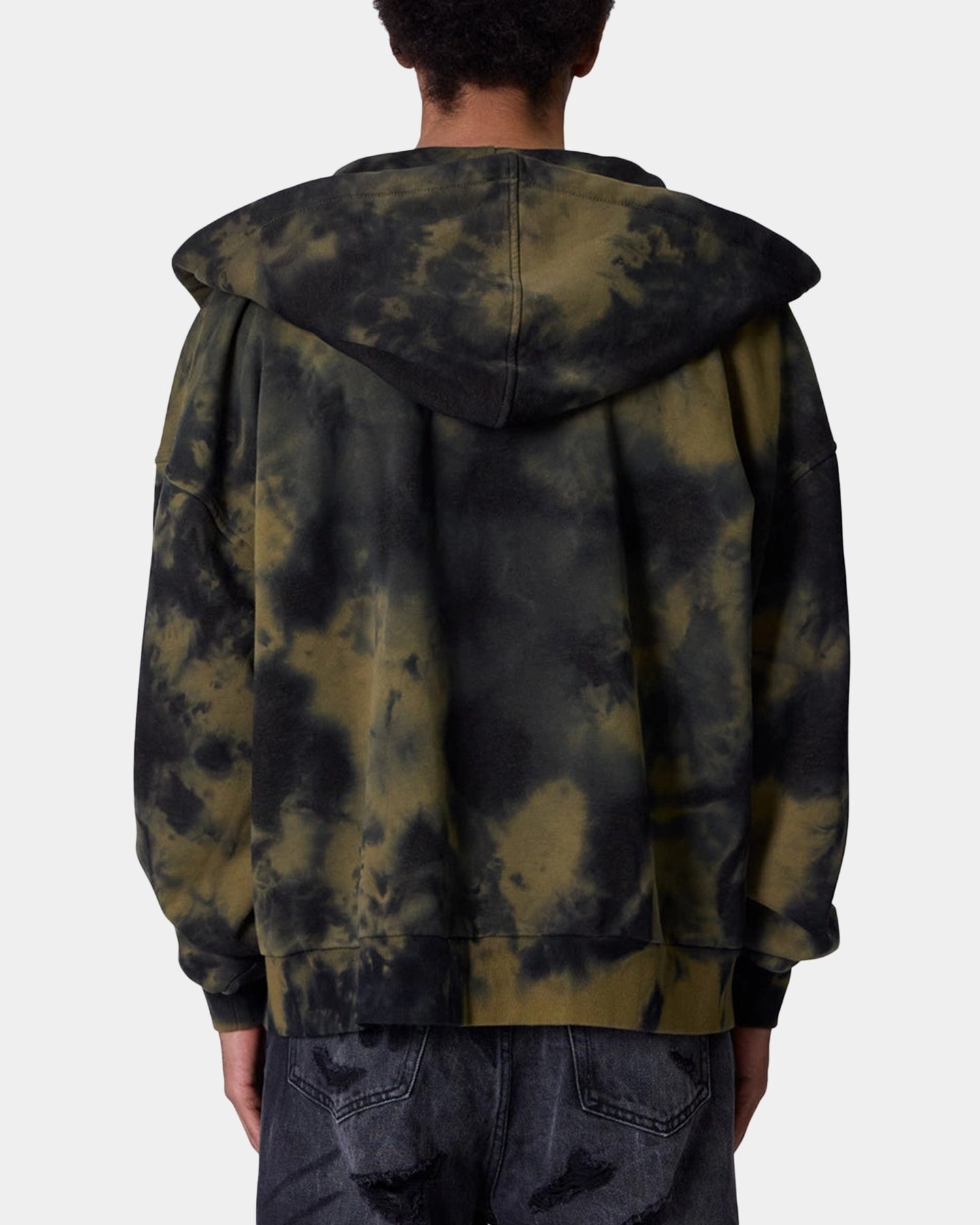 Revolutionize Hooded Version MNML Crumple Tie Dye Hodie Olive