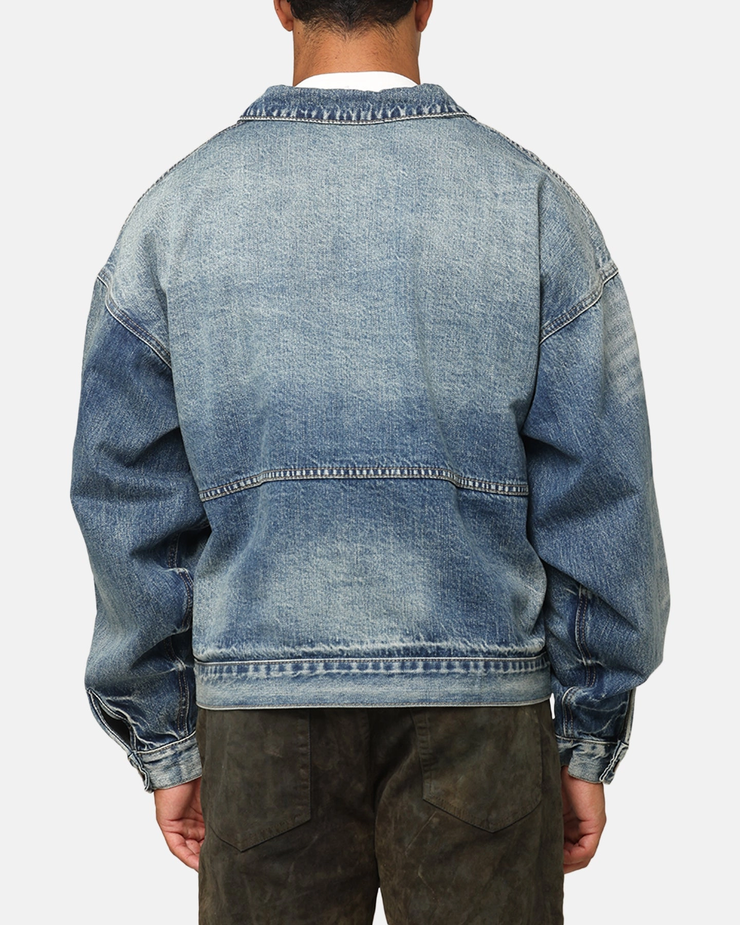 Warm and Cozy Neutral Style MNML Denim Choir Coat Vintage Blue