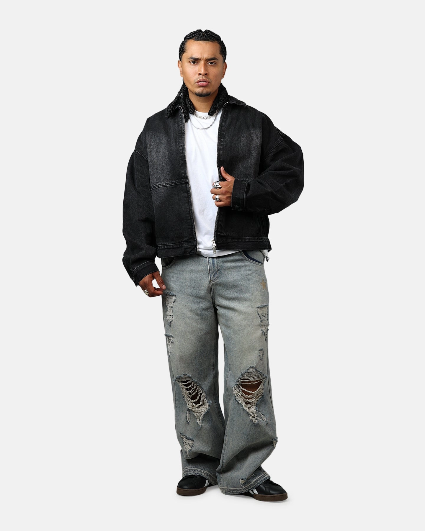 MNML Denim Choir Coat Washed Black Thermal Jacket