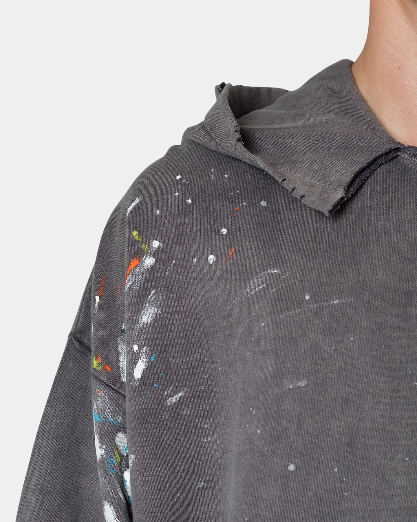 MNML Destroyed Painter Hoodie Charcoal Grey Charity MultiPocket Design