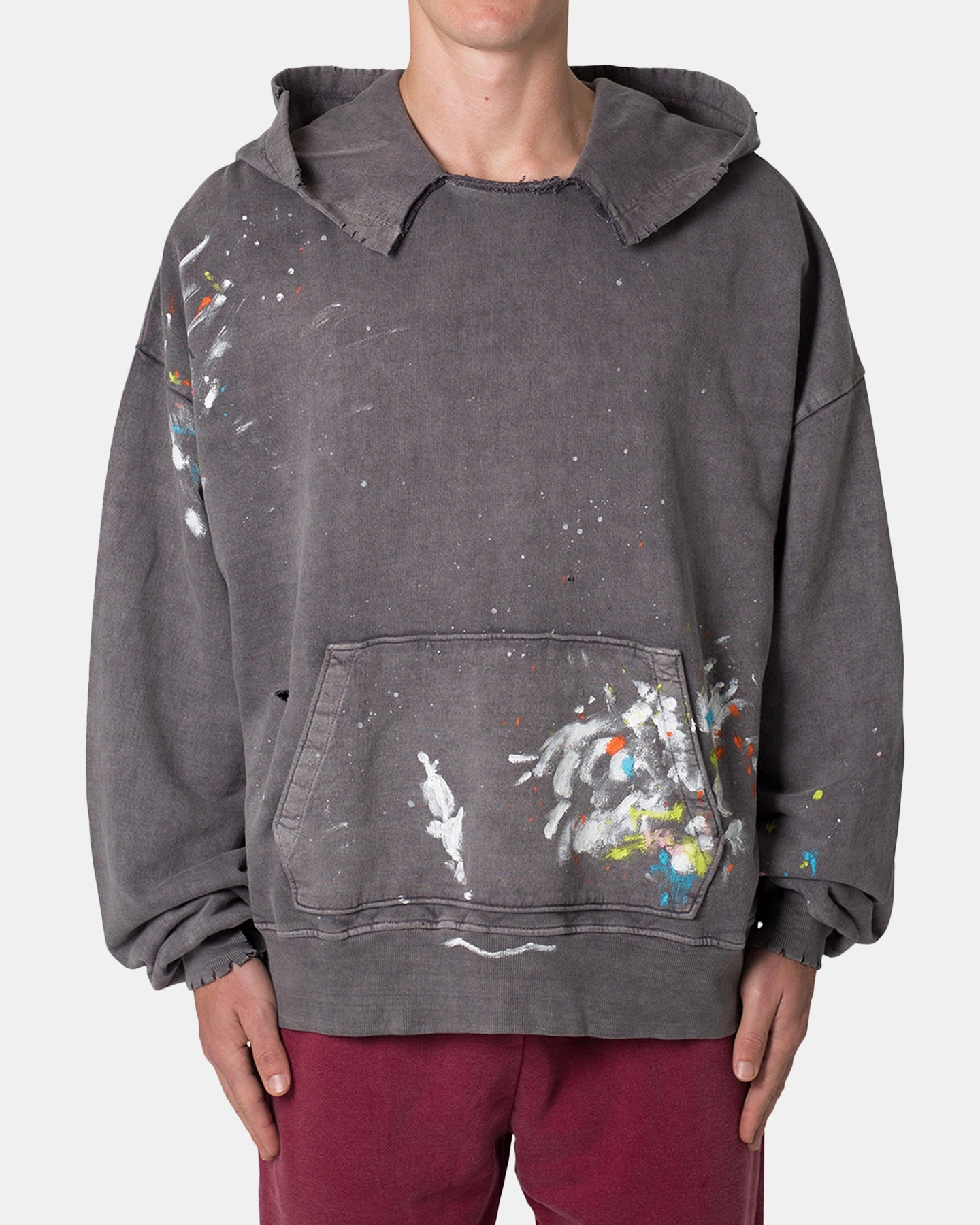Wind Control Secure MNML Destroyed Painter Hoodie Charcoal Grey